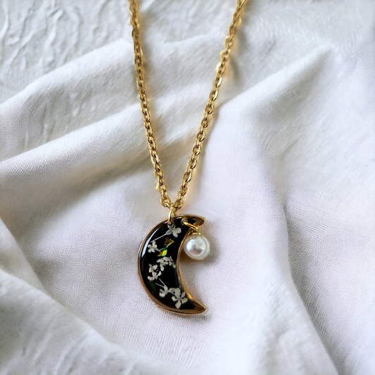 Moon Necklace | Real Flower Jewellery | Elnorah Jewellery