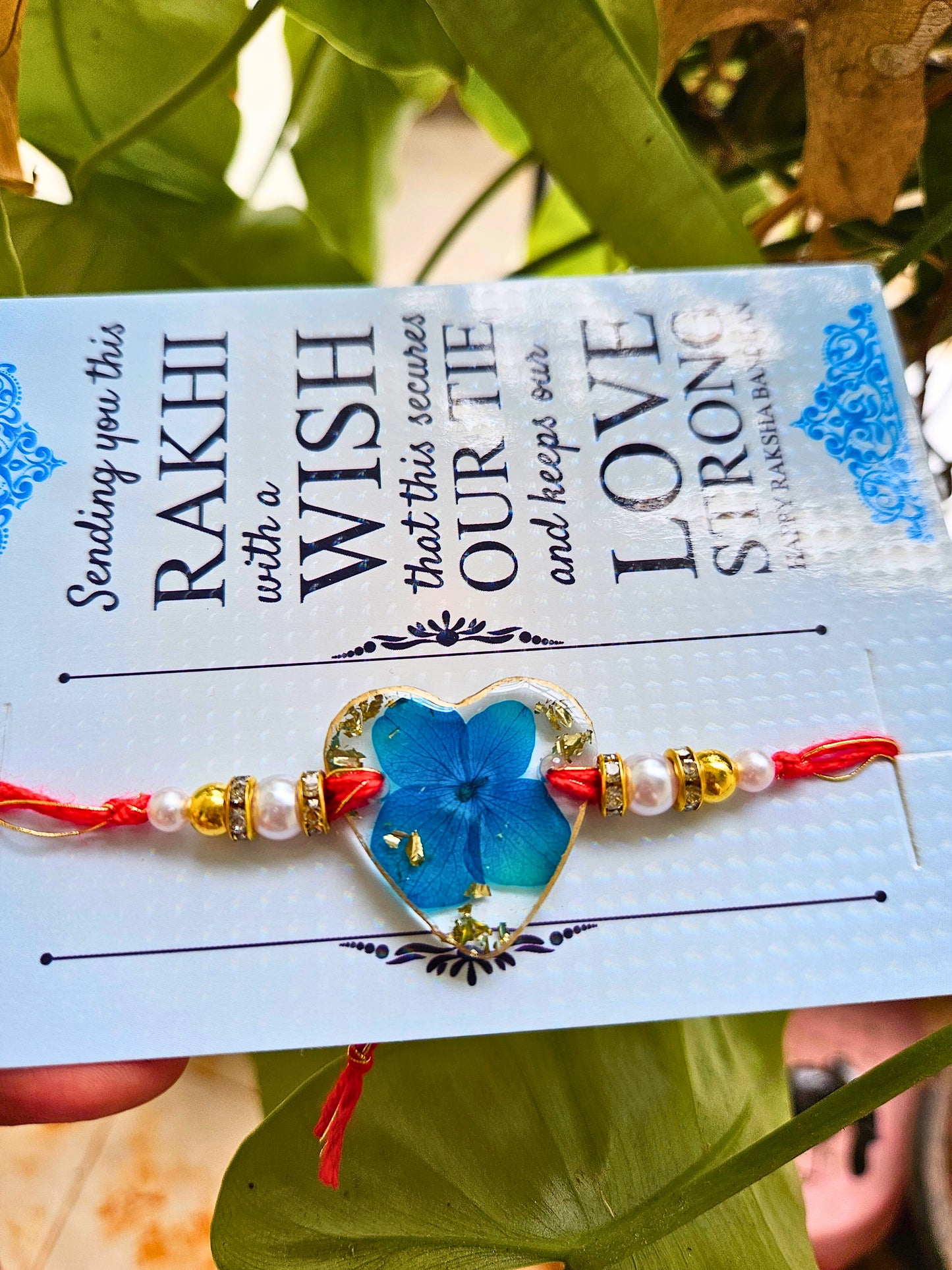 Azure Heart Rakhi | Raksha Bandhan 2024 | Rakhi for brothers and sister | Floral Rakhi | Elnorah Jewellery