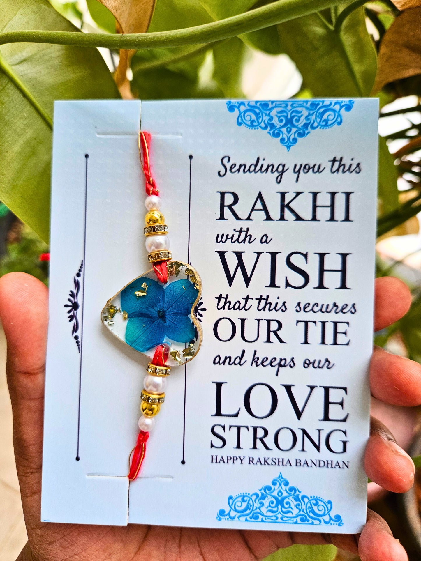 Azure Heart Rakhi | Raksha Bandhan 2024 | Rakhi for brothers and sister | Floral Rakhi | Elnorah Jewellery