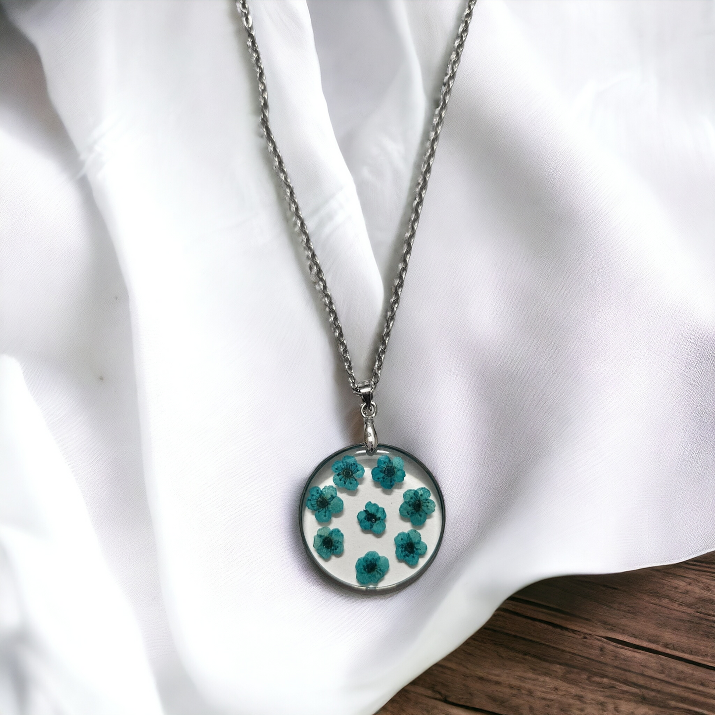 Blue Daffodil Necklace | Real Flower Jewellery | Daffodil | Elnorah Jewellery