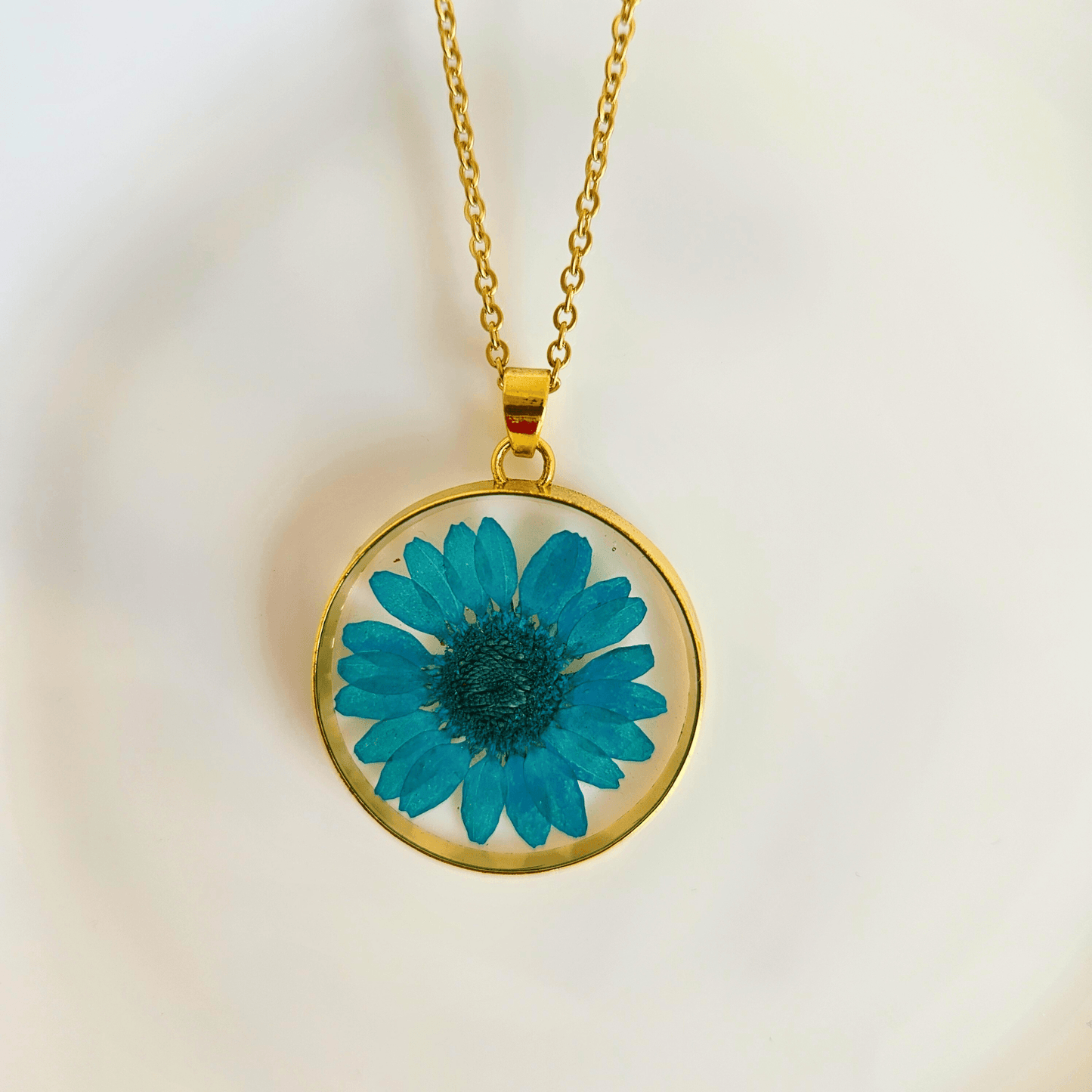 Blue Daisy Necklace | Real Flower Jewellery