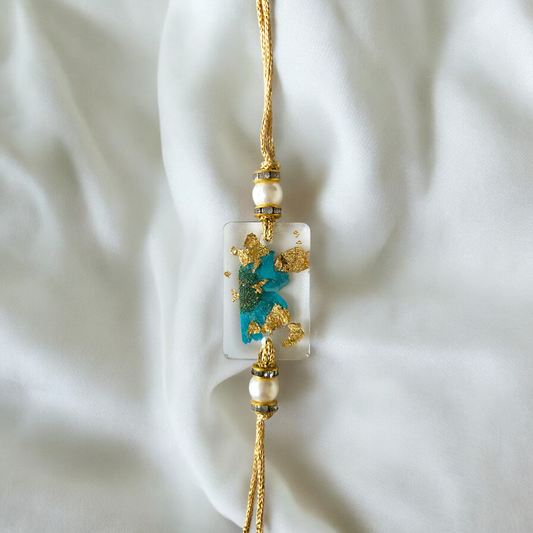 Blue Gold Bloom Rakhi | Floral Rakhi | Rakhis for brother and sister | Raksha Bandhan 2024 | Elnorah Jewellery