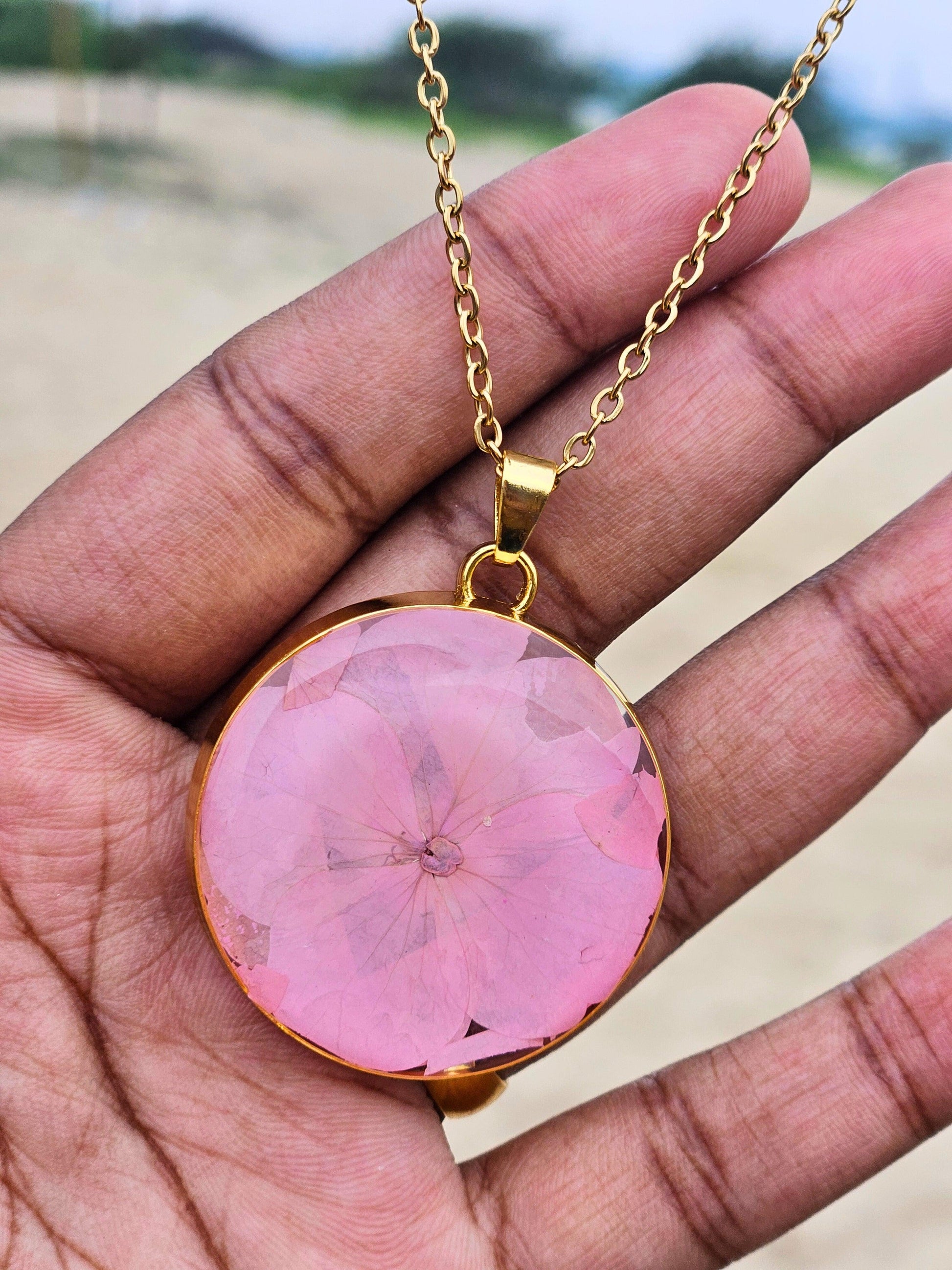Pink Necklace | Real Flower Jewellery | Elnorah | Necklace for women