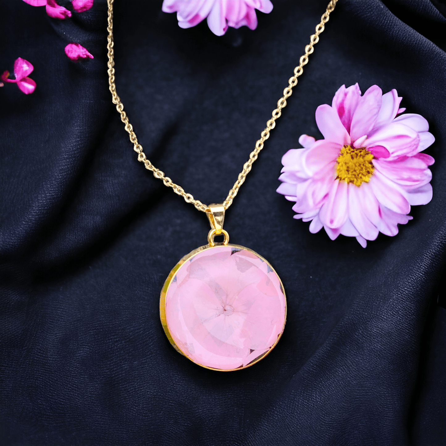 Pink Necklace | Real Flower Jewellery | Elnorah | Necklace for women