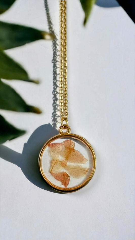 Bougainvillea Circle necklace | Real Flower Jewellery | Elnorah Jewellery