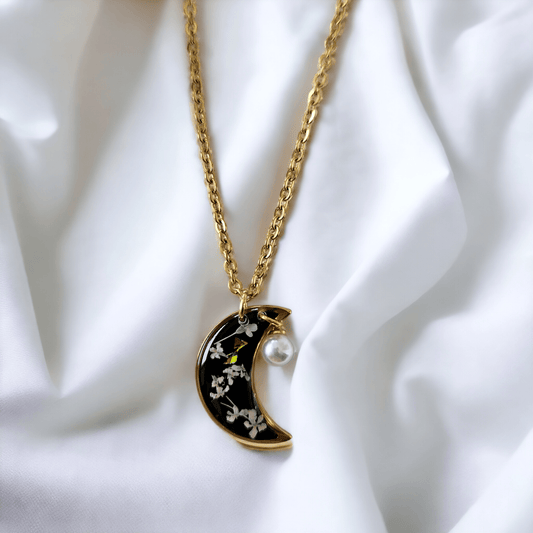 Celestial Moon Necklace | Real Flower Jewellery | Gifts for girlfriend and wife | Necklace for women