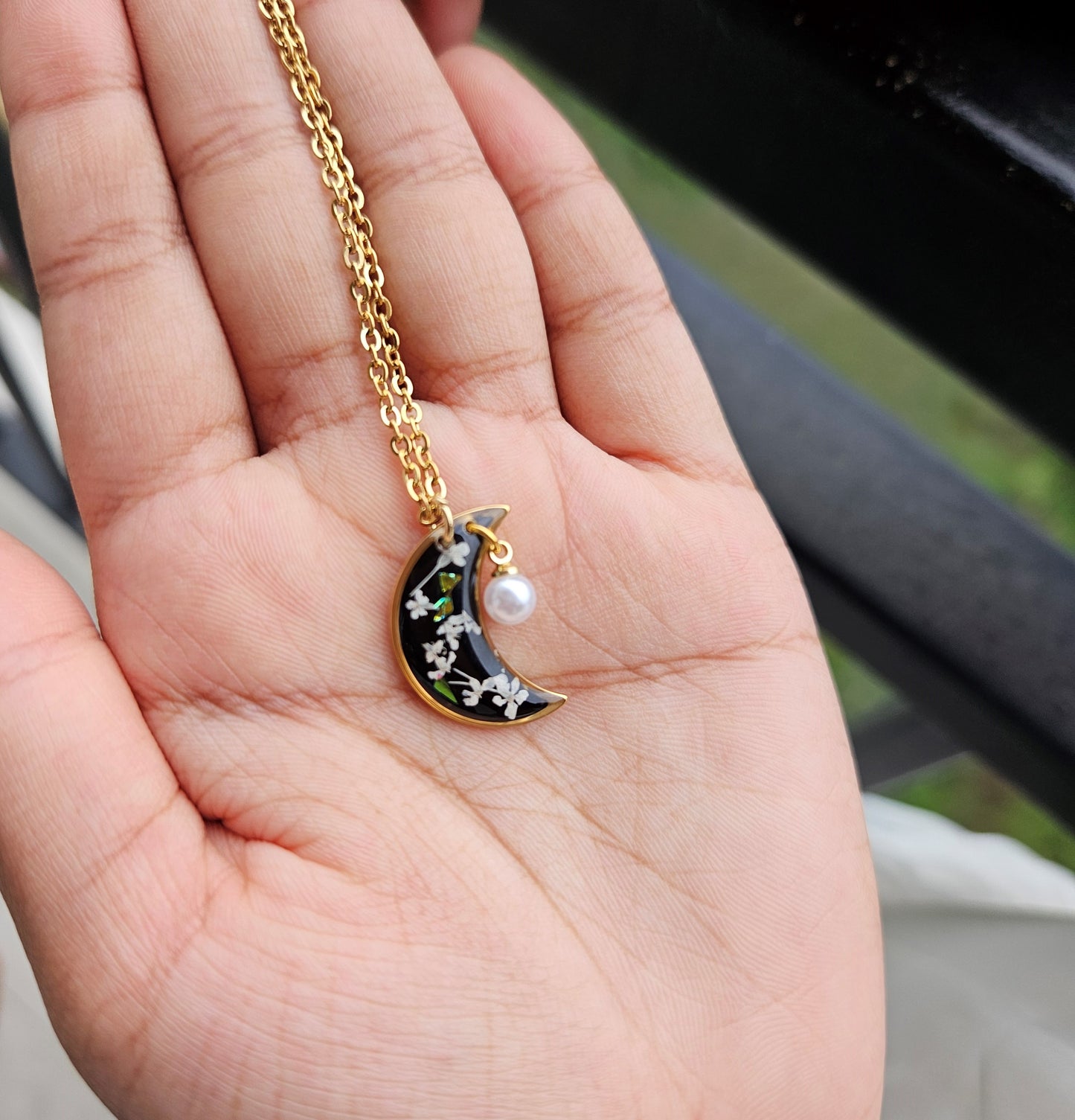 Celestial Moon Necklace | Real Flower Jewellery