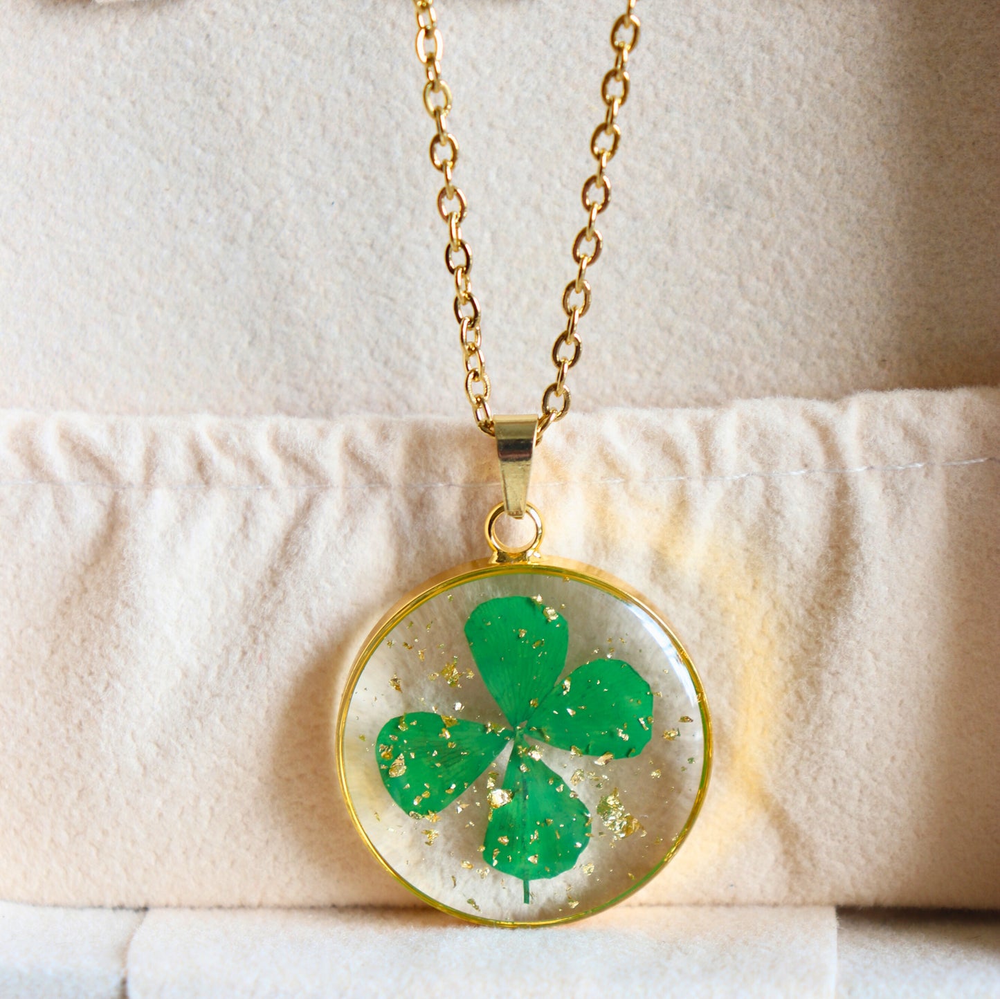 Lucky Clover Pendant | Real Flower Jewellery | Elnorah Jewellery | Botanical