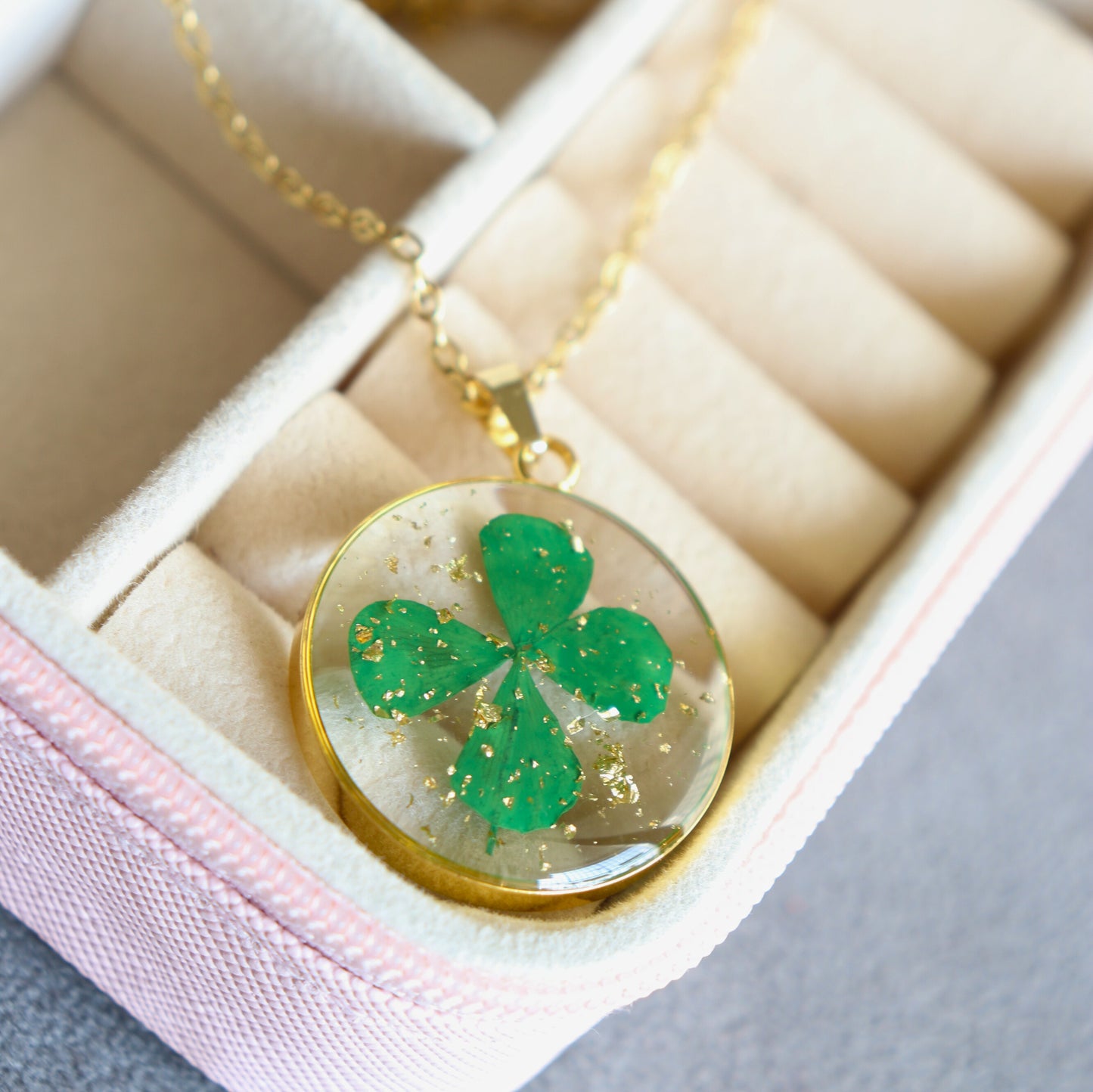 Lucky Clover Pendant | Real Flower Jewellery | Elnorah Jewellery | Botanical