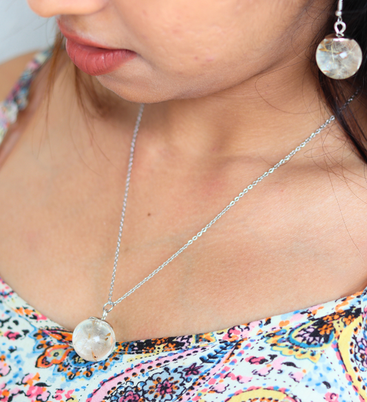 Dandelion Pendant | Real Flower Jewellery | Dandelion Earrings | Dandelion Jewellery Set | Elnorah Jewellery