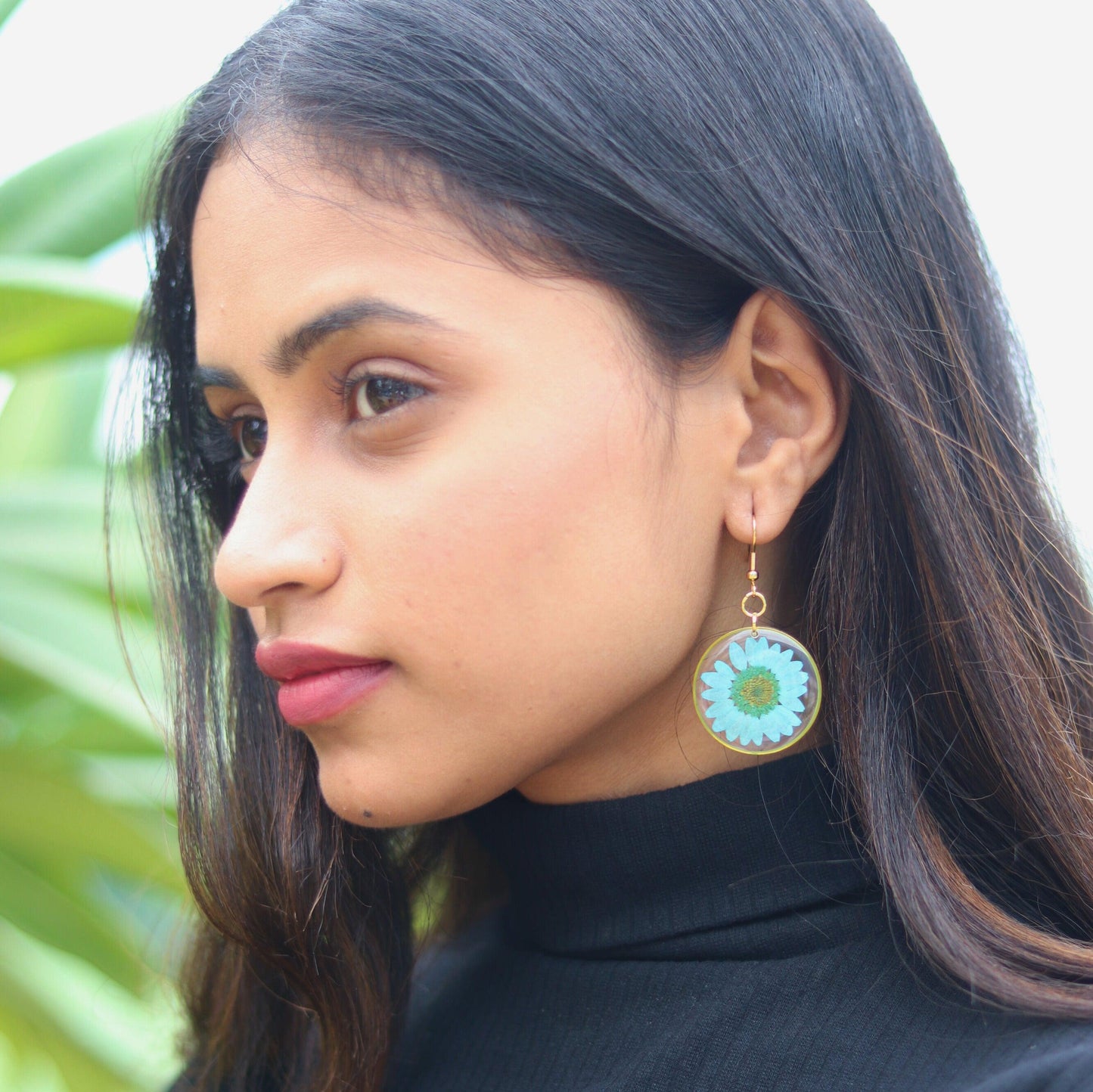 Blue Daisy Earrings | Real Flower Jewellery | Jewellery for Women | Gifts for her | Gifts for girlfriend and wife