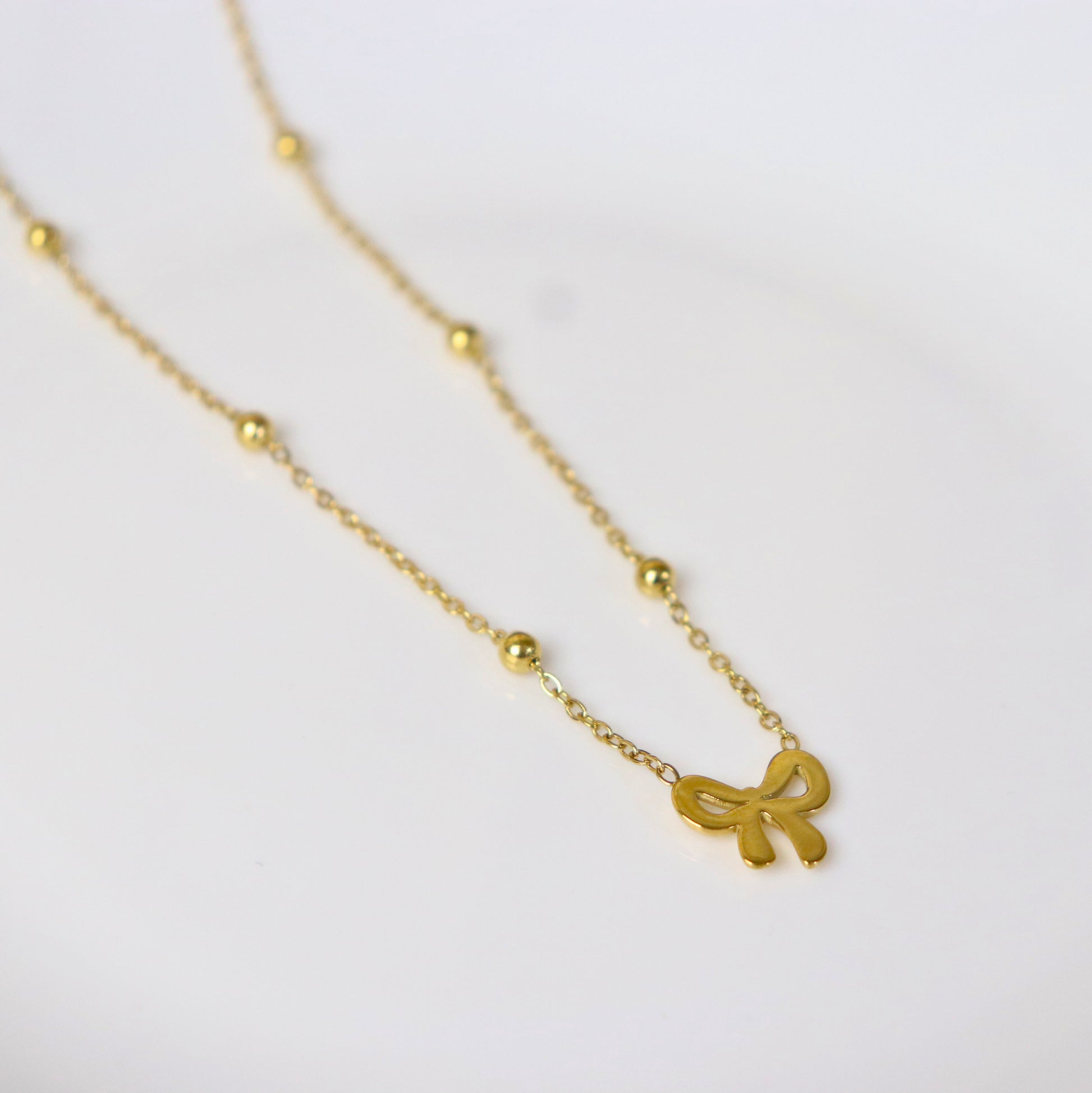 Elegant Bow Pendant | Waterproof stainless steel necklace for women | 18K PVD Gold plating