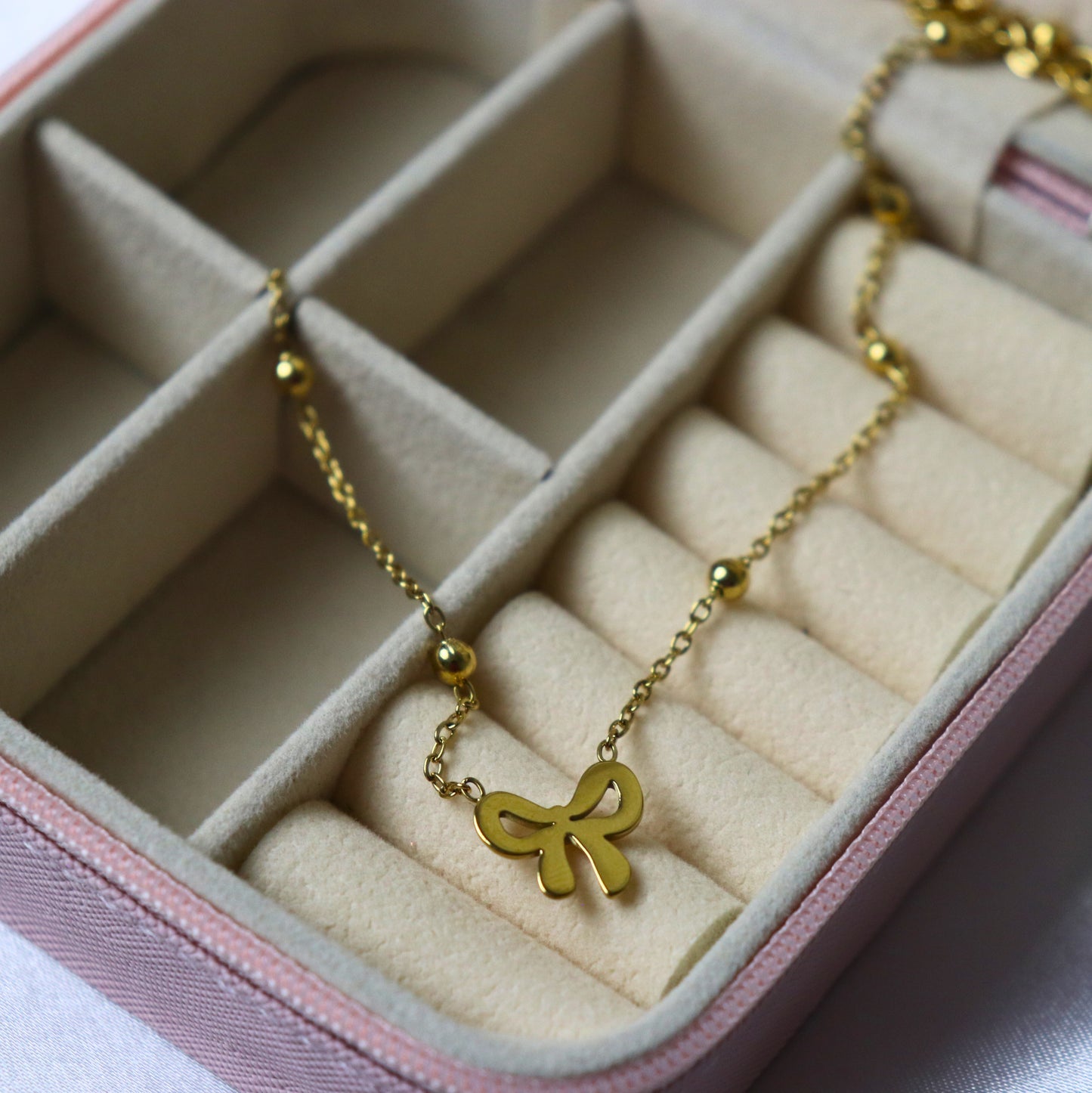 Elegant Bow Pendant | Waterproof stainless steel necklace for women | 18K PVD Gold plating
