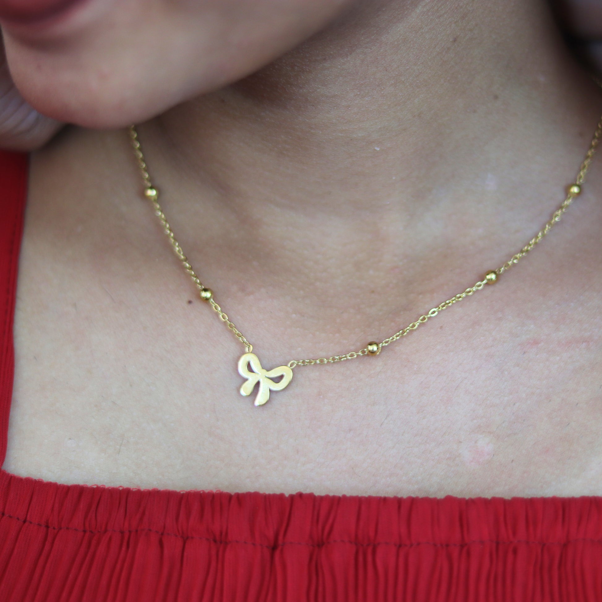 Elegant Bow Pendant | Waterproof stainless steel necklace for women | 18K PVD Gold plating