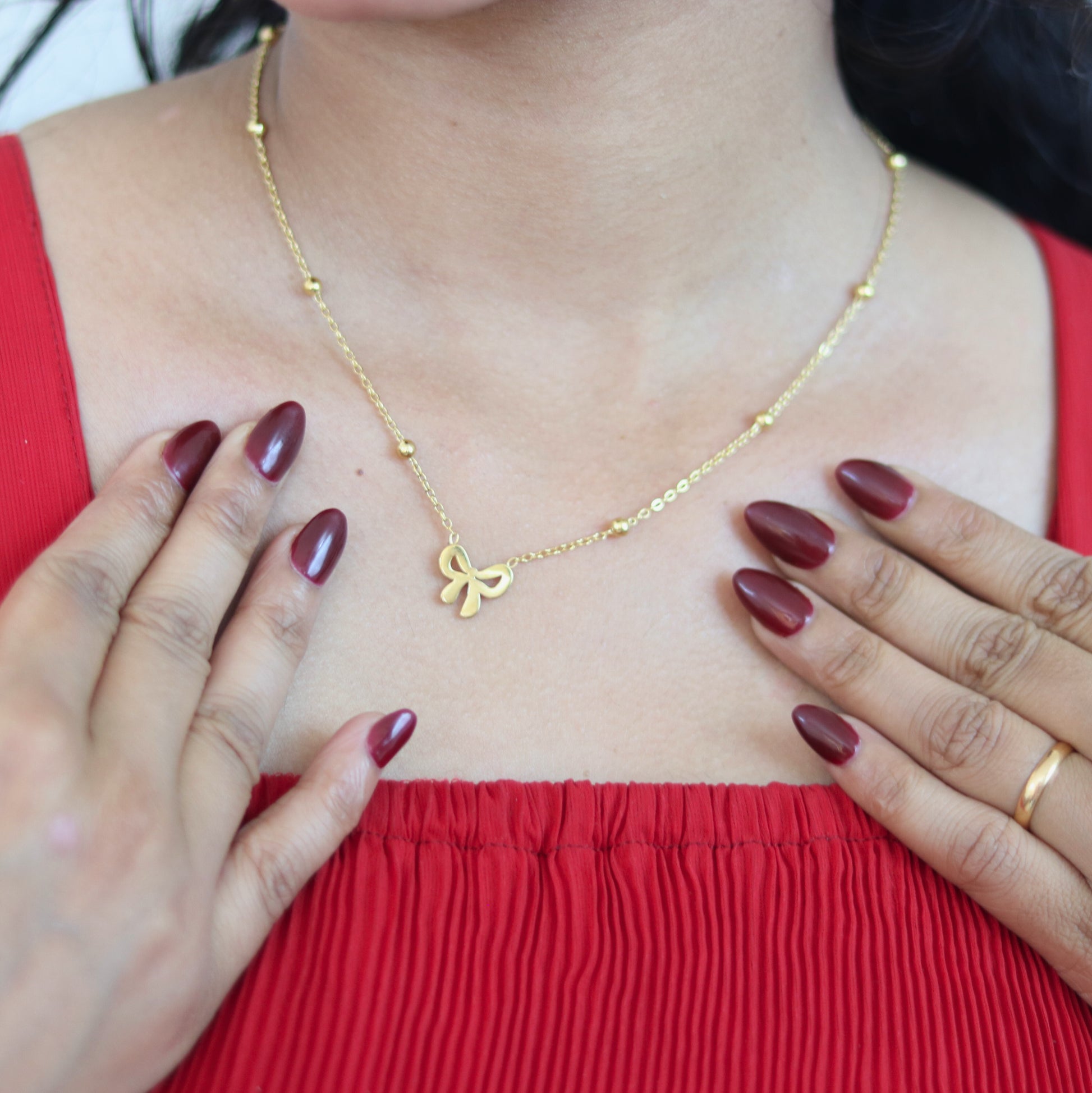 Elegant Bow Pendant | Waterproof stainless steel necklace for women | 18K PVD Gold plating