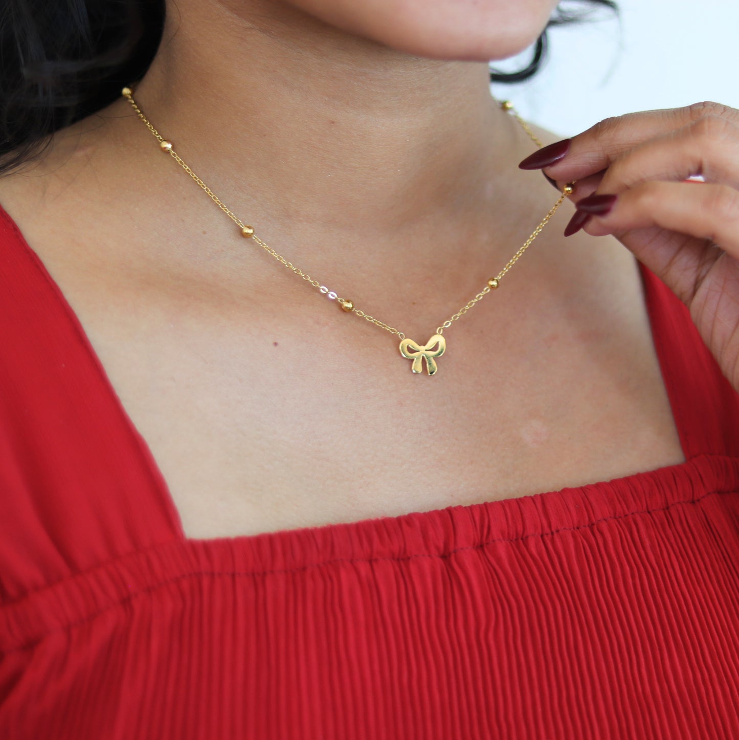 Elegant Bow Pendant | Waterproof stainless steel necklace for women | 18K PVD Gold plating