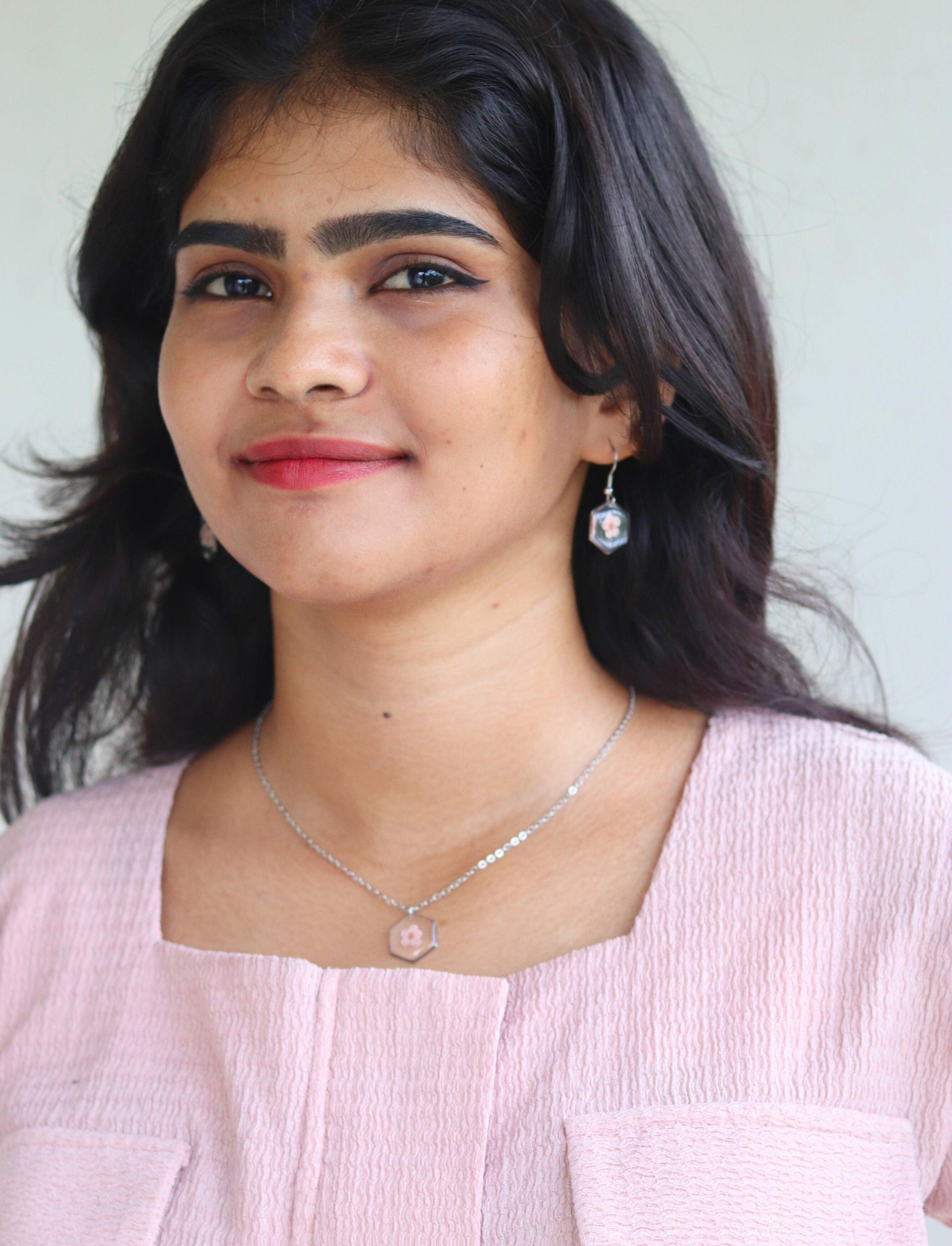 Pink Forget me not Jewellery set | Real Flower Jewellery | Elnorah Botanical Jewellery