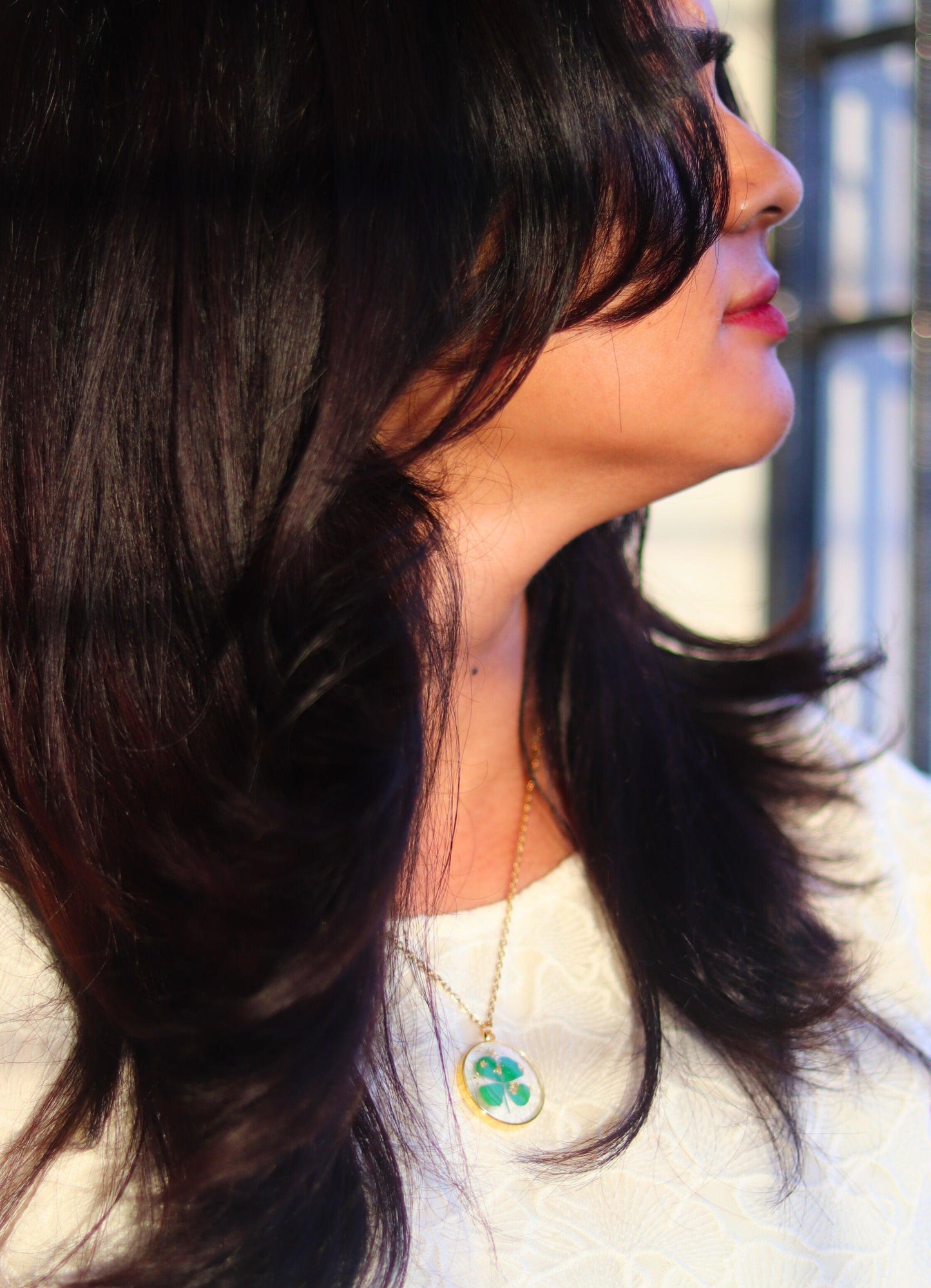Lucky Clover Pendant | Real Flower Jewellery | Elnorah Jewellery | Botanical