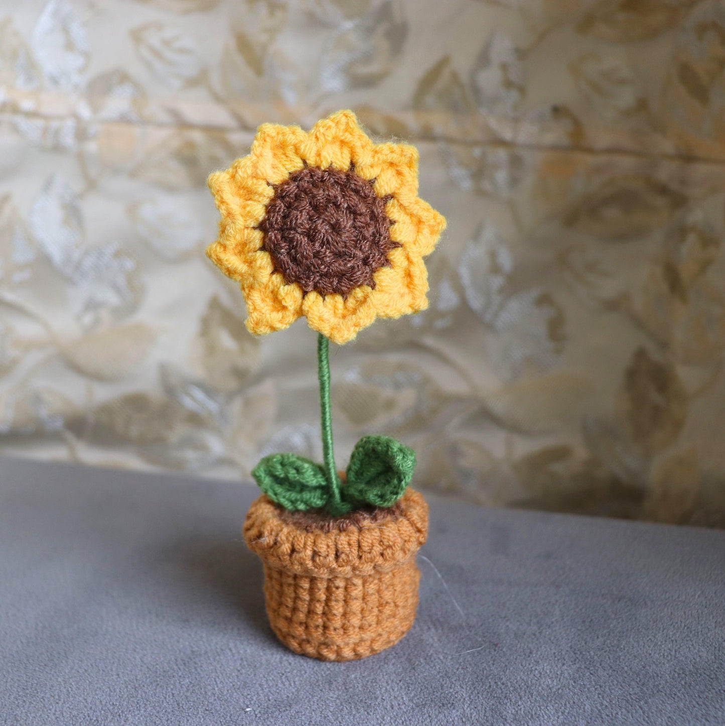 Golden Bloom Crochet Pot - Sunflower Decor