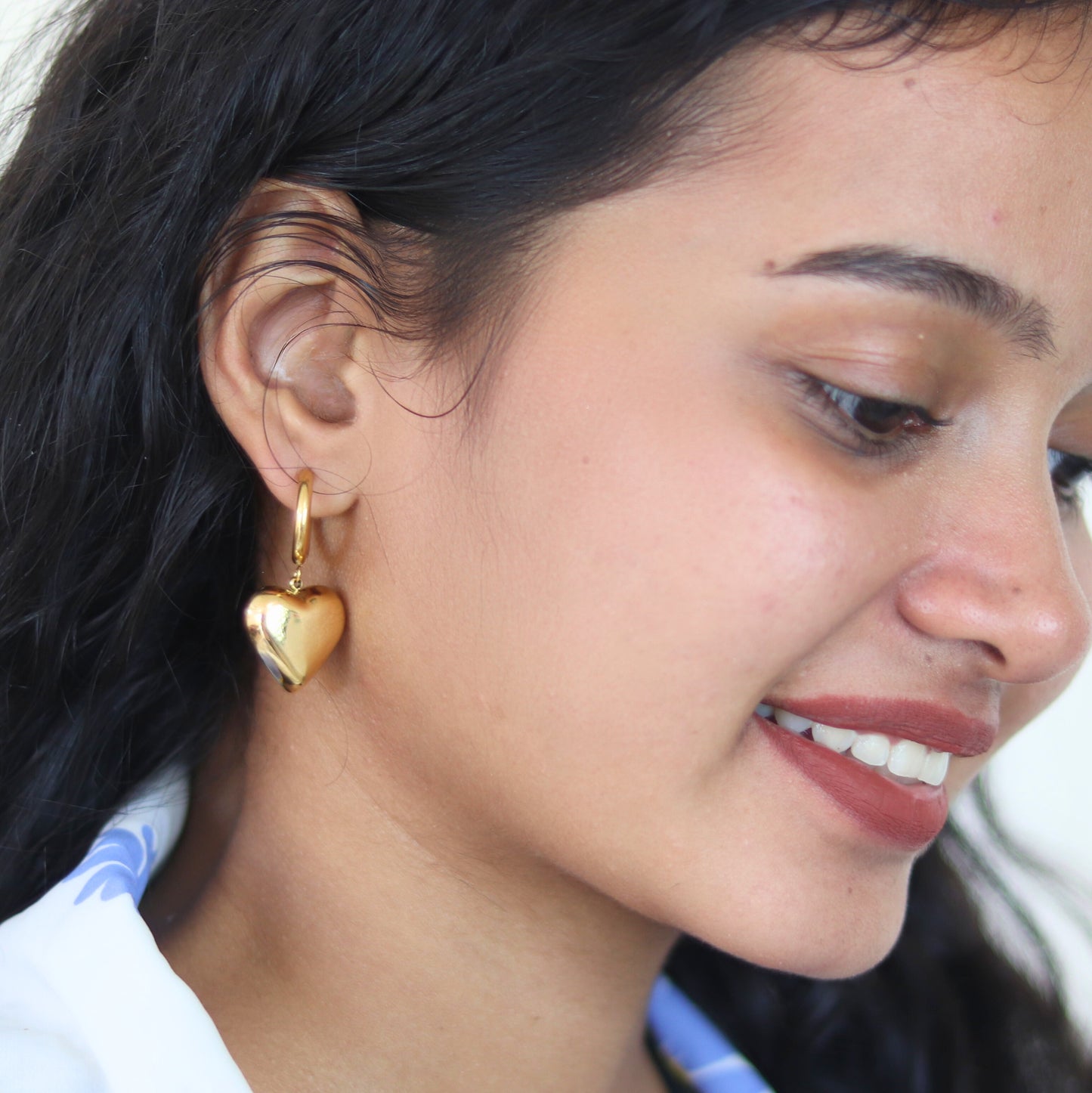 Golden Love Hoop Earrings | Heart earrings for women waterproof