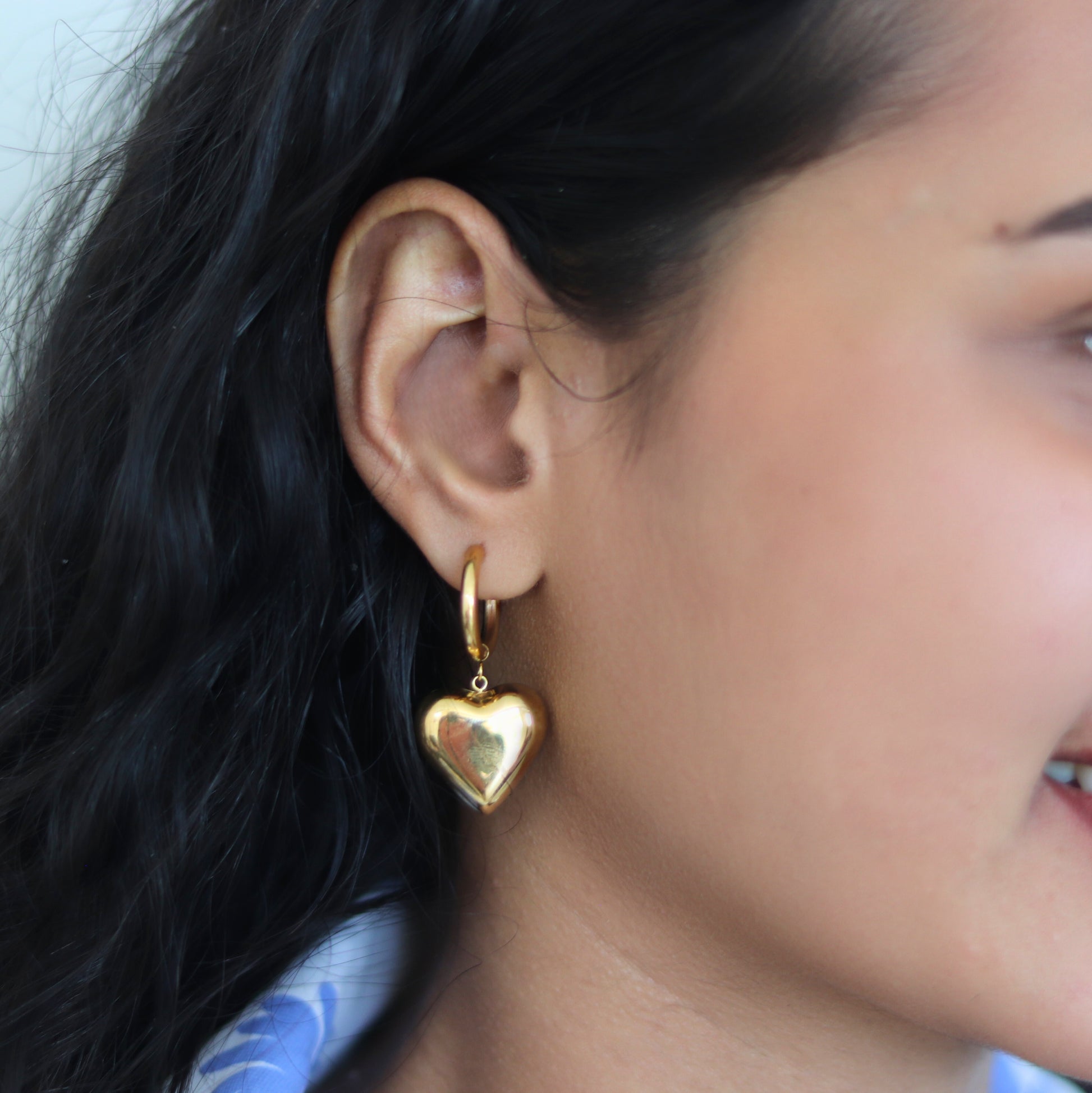 Golden Love Hoop Earrings | Heart earrings for women waterproof