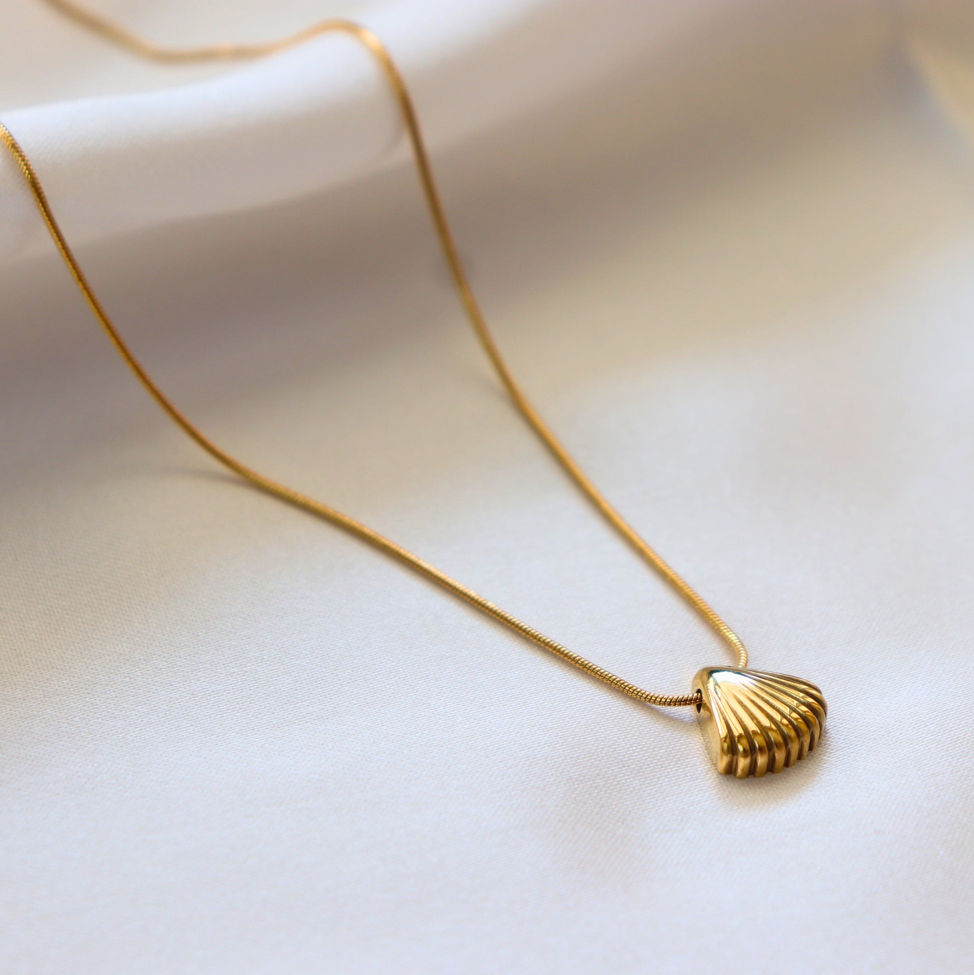 Golden Shell Pendant | Waterproof Stainless Steel Necklace for Women | 18K PVD Gold Plating