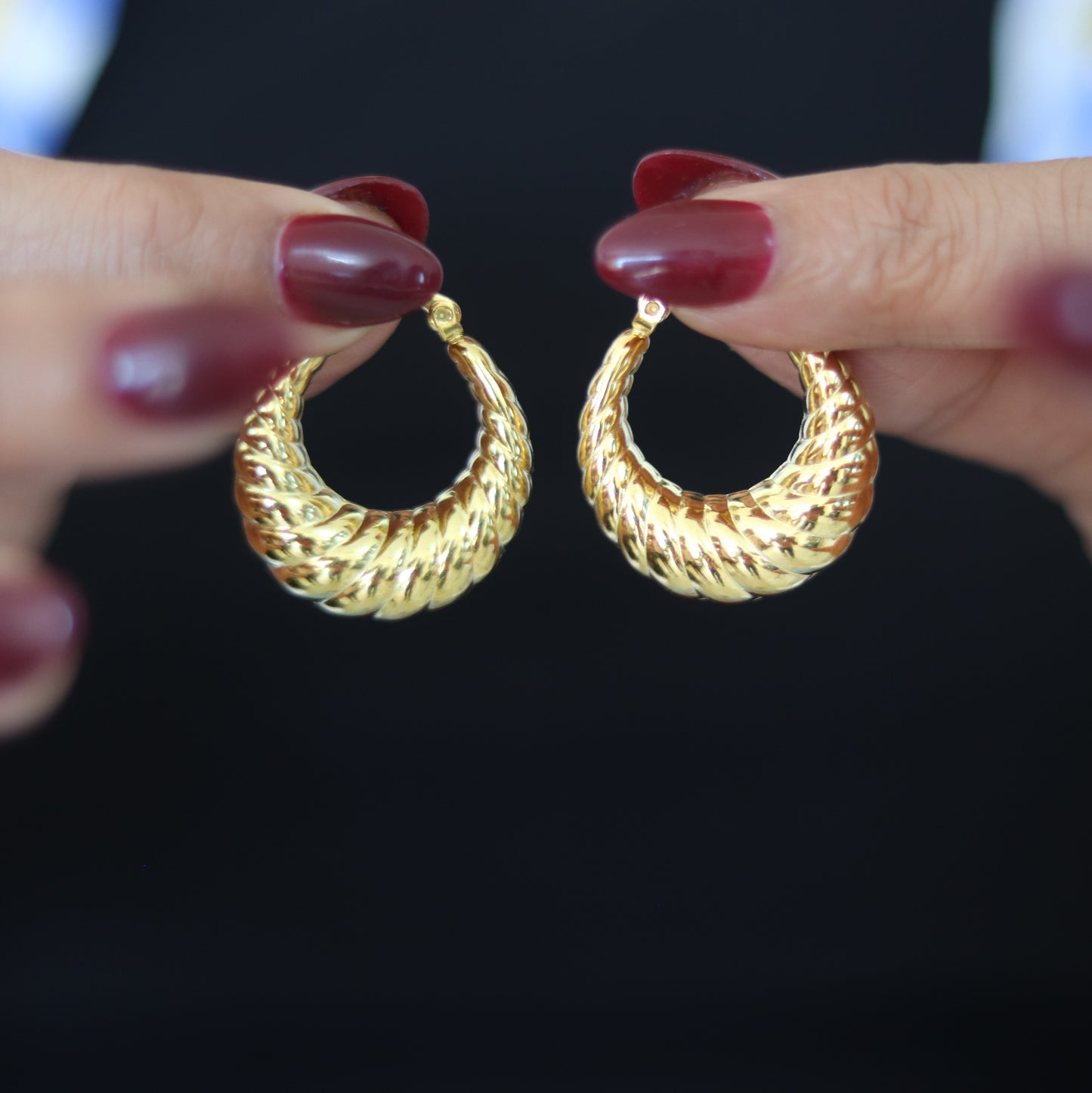 Golden Swirl Hoops | Fashion Hoop Earrings for Women | Waterproof earrings