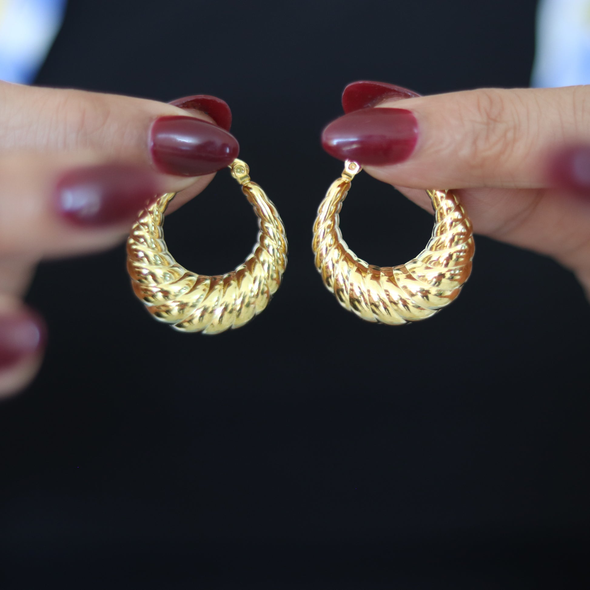 Golden Swirl Hoops | Fashion Hoop Earrings for Women | Waterproof earrings