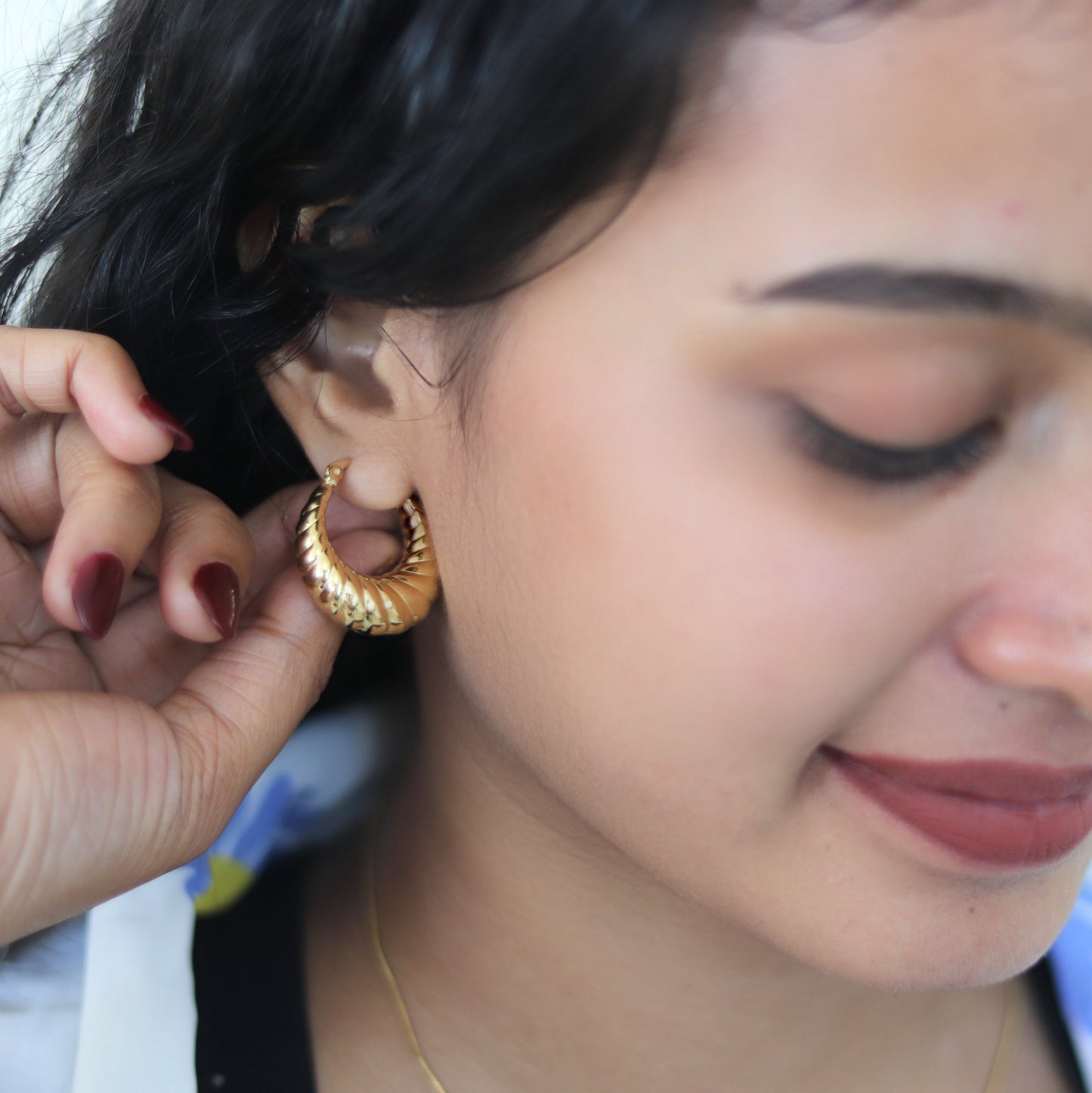 Golden Swirl Hoops | Fashion Hoop Earrings for Women | Waterproof earrings