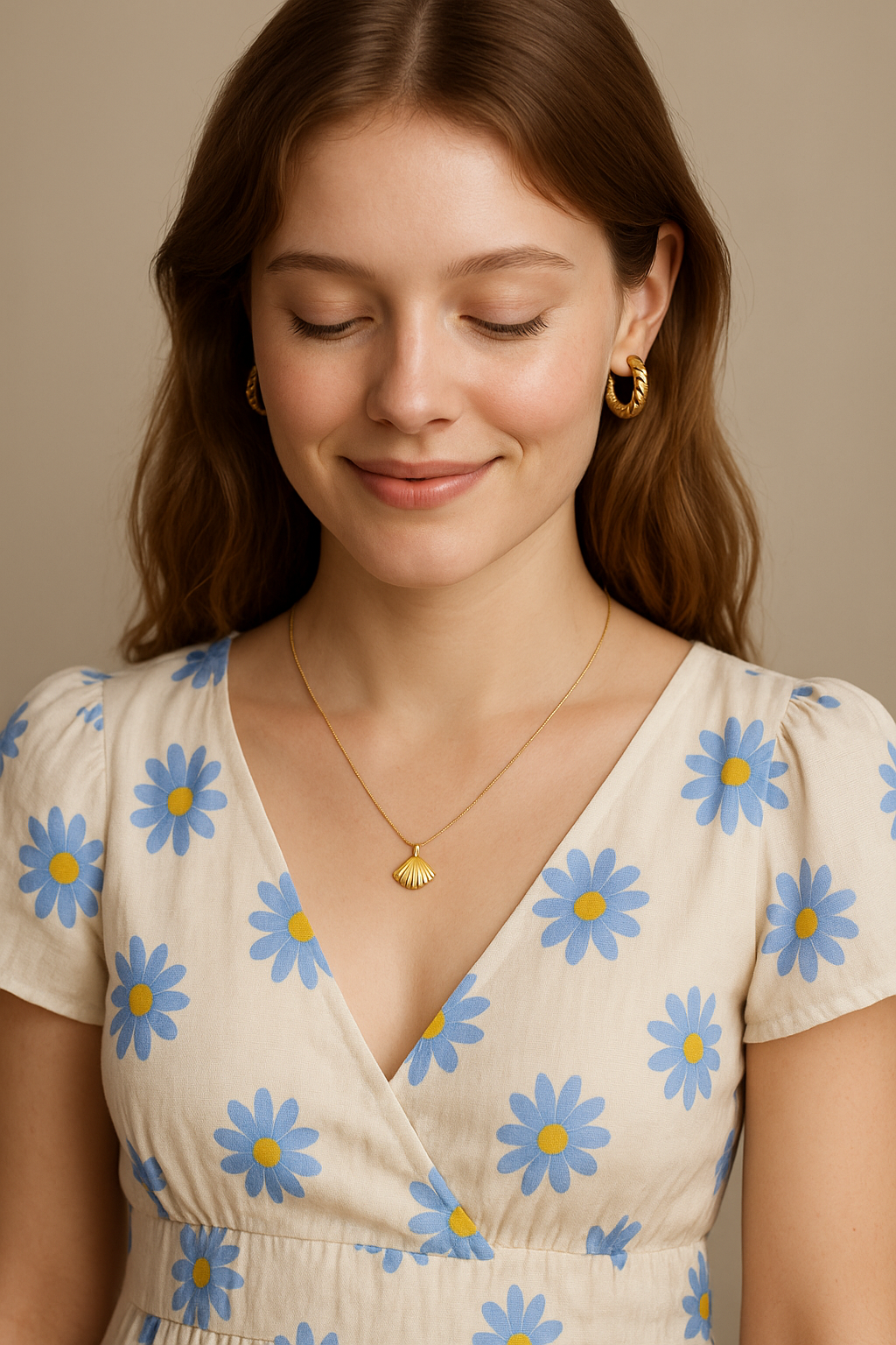 Golden Shell Pendant | Waterproof Stainless Steel Necklace for Women | 18K PVD Gold Plating