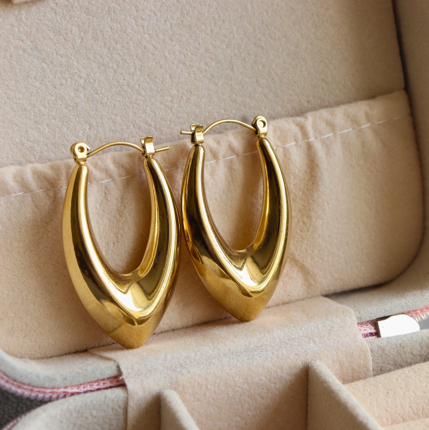 Golden Eclipse Hoops | Waterproof Hoop Earrings for Women | Fashion earrings