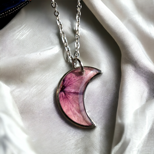 Hydrangea Moon Necklace | Real Flower Jewellery