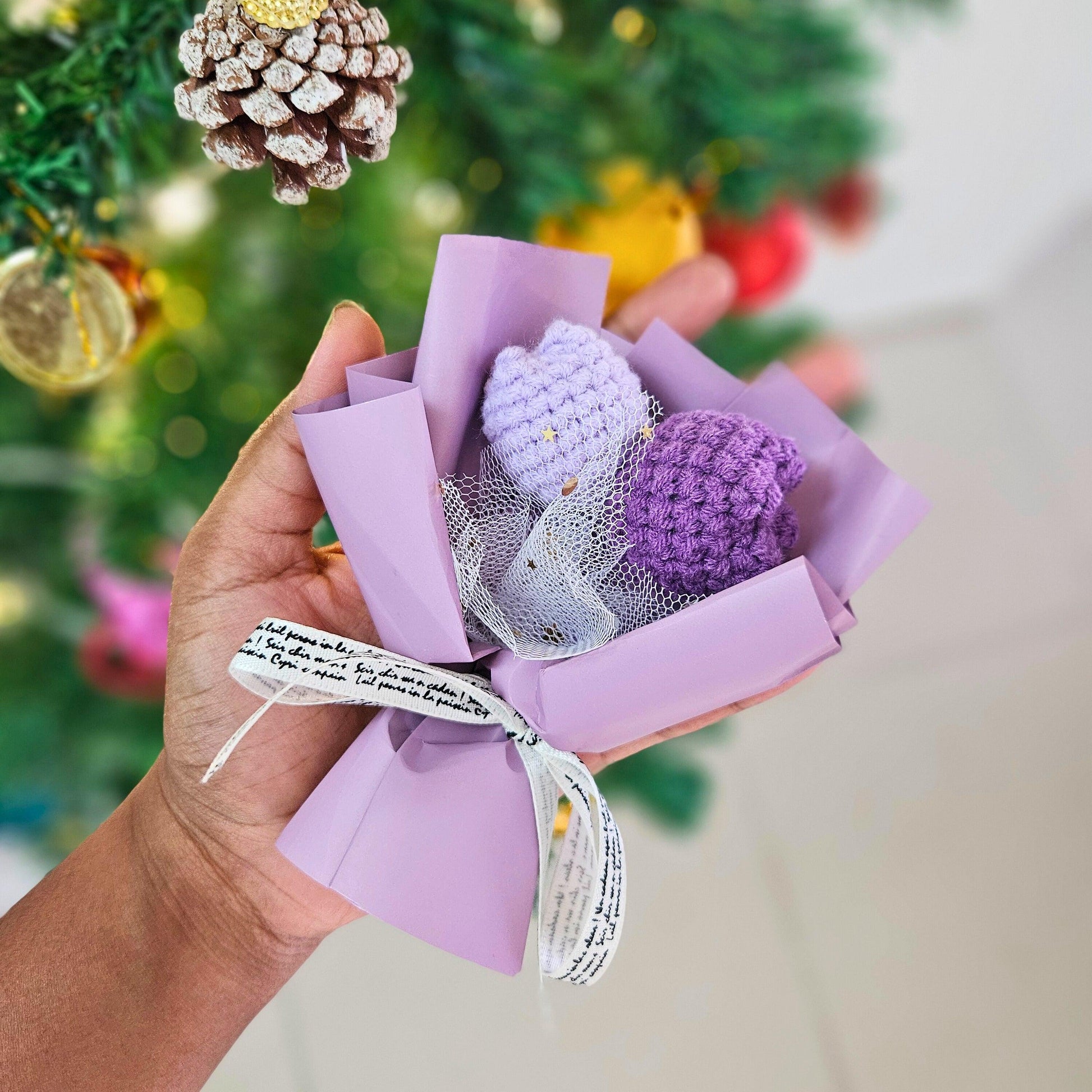 Lavender Grace Mini Tulip Bouquet | Valentines day gift | Gift for women | Mini bouquet crochet flower | Tulip mini crochet | Elnorah