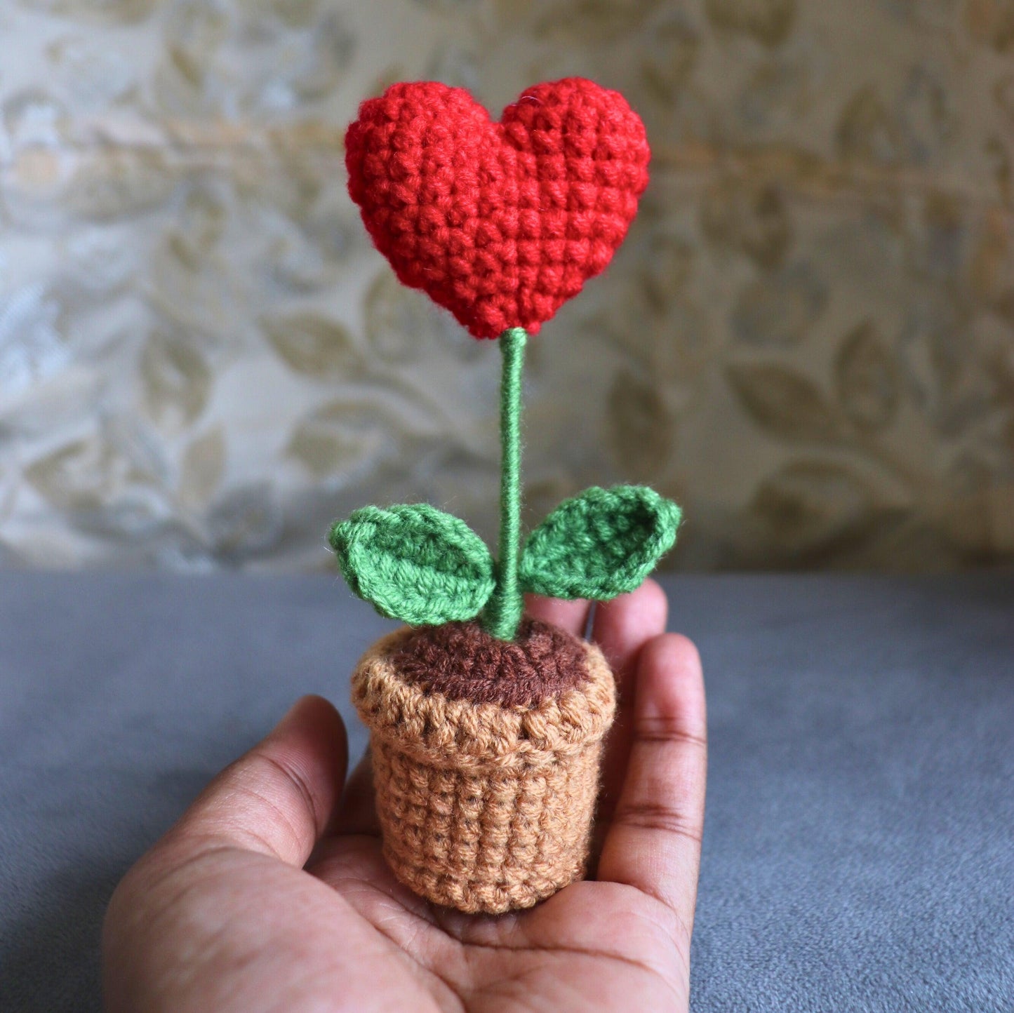 Love Bloom Crochet Pot - Heart-Shaped Floral Decor | Valentines day gift | Gifts | Heart shape pot