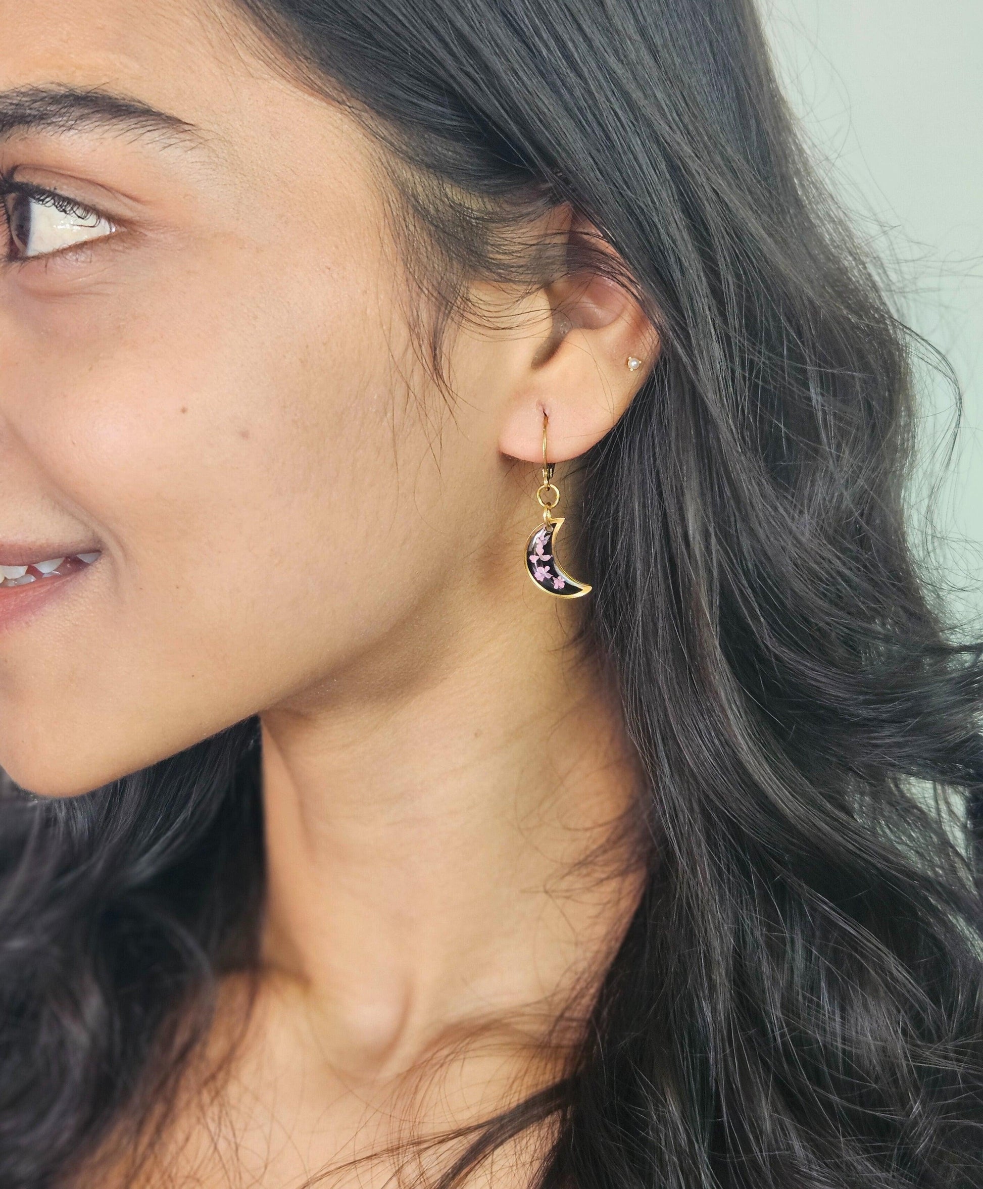 Moon Earrings | Earrings for women | Floral Earrings | Valentines day gift | Gift for women