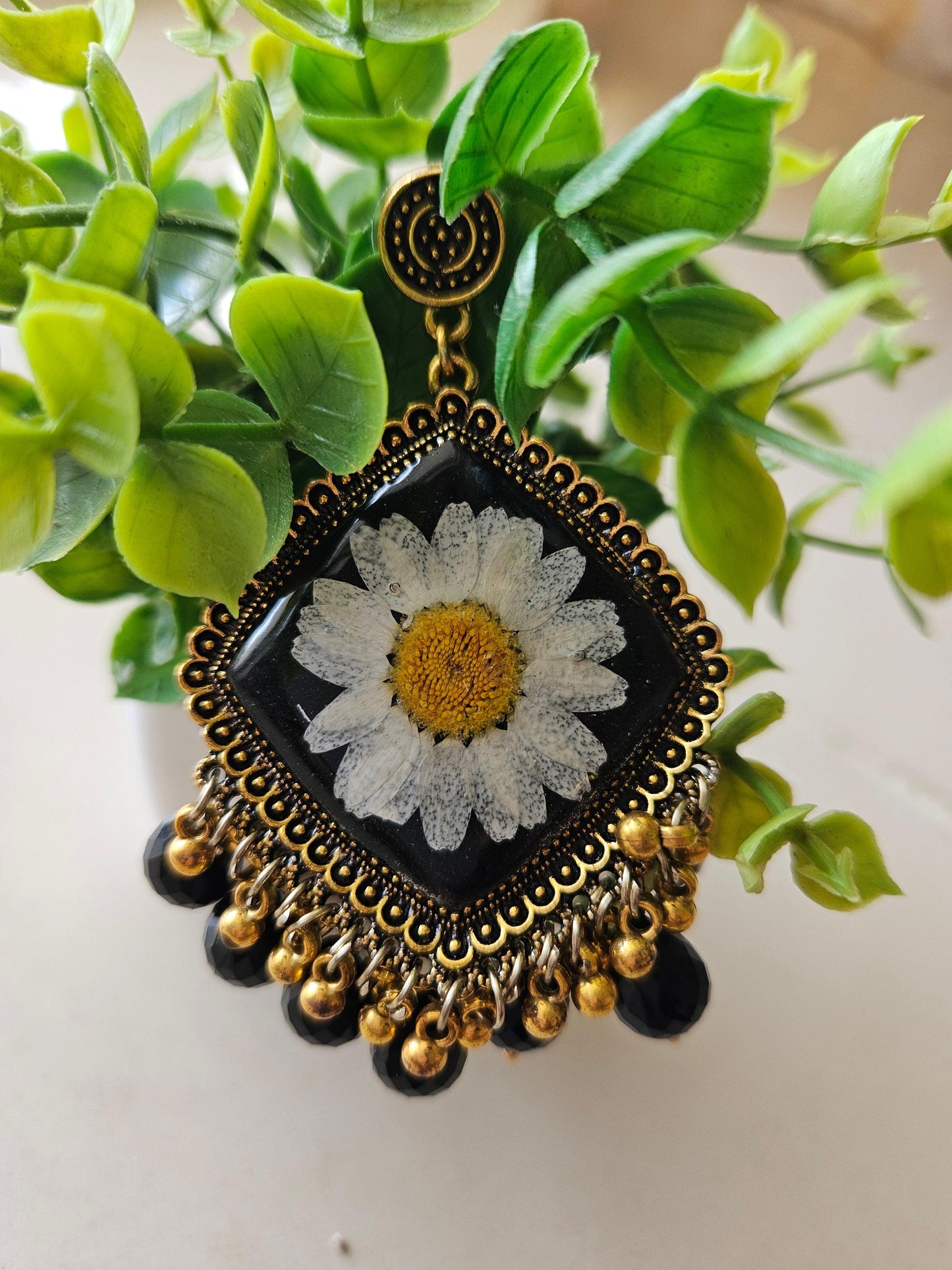 Midnight Daisy Jhumka | Real flower Jewellery | Floral Jhumka