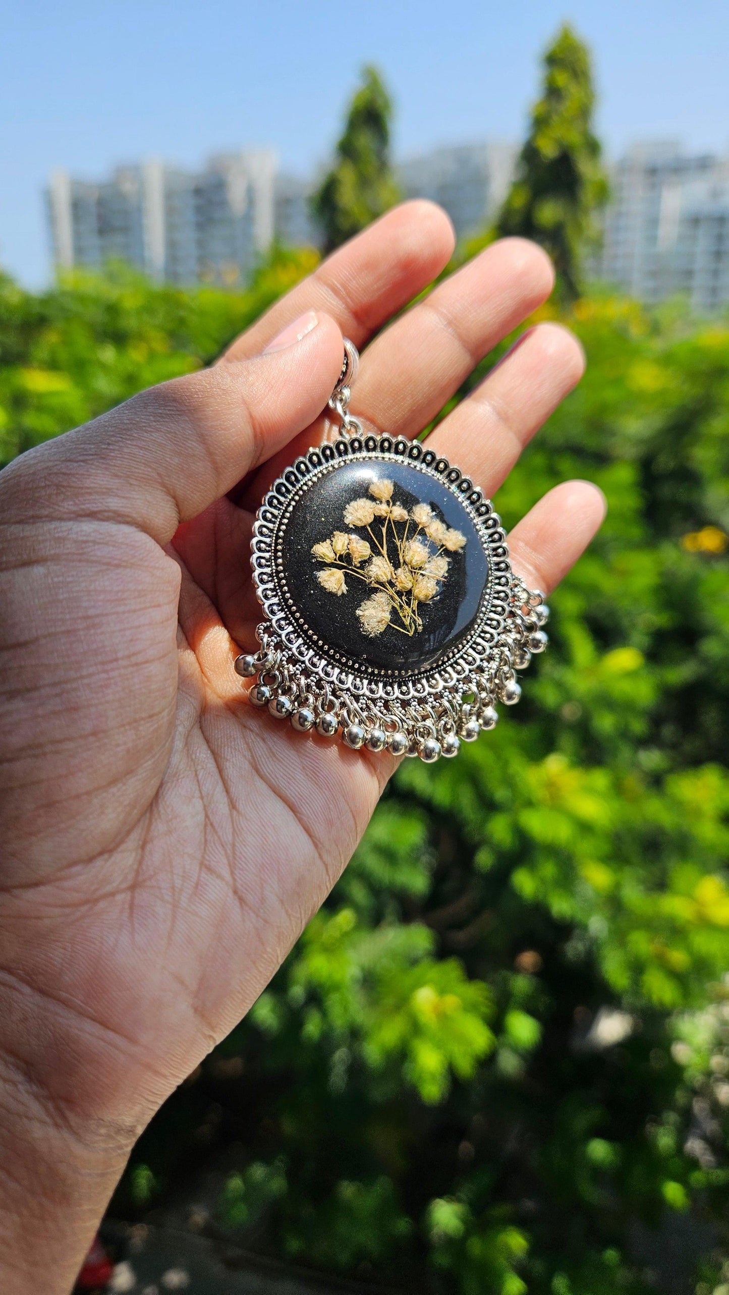 Noir Blossom Jhumka | Real Flower Jewellery