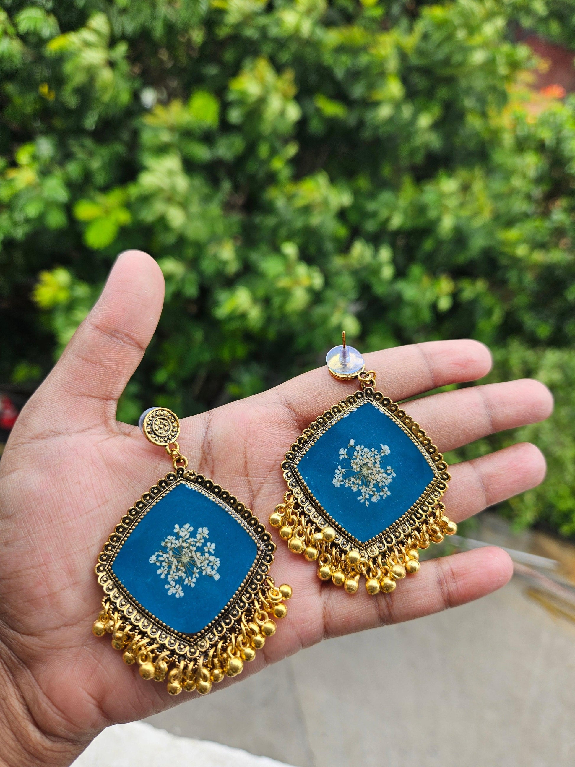 Oceanic Lace Jhumka | Floral Jhumka | Real Flower Jewellery