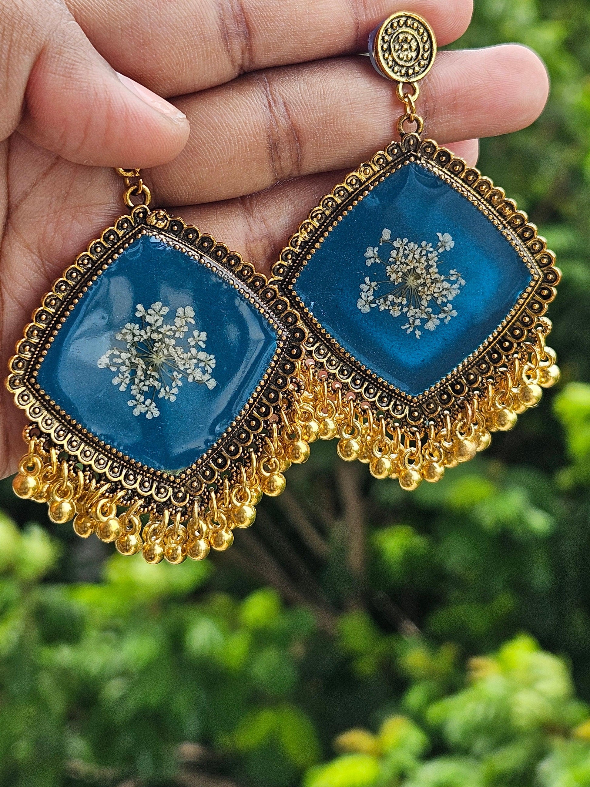 Oceanic Lace Jhumka | Floral Jhumka | Real Flower Jewellery
