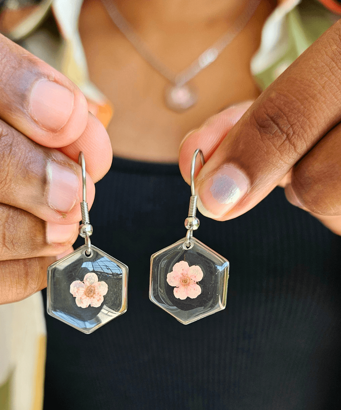 Pink Forget me not Earrings | Real Flower Jewellery | Elnorah