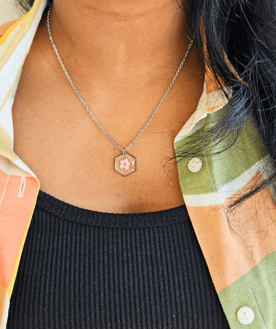 Pink Forget me not Necklace | Real Flower Jewellery | Elnorah