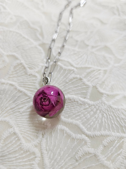 Pink Rose necklace | Real Flower Jewellery | Real Rose Necklace | Elnorah Jewellery