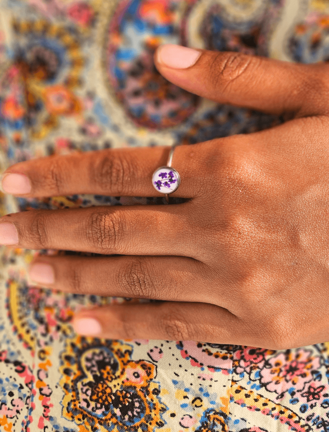 Purple Lace Ring | Real Flower Jewellery | Elnorah Jewellery | Lace Ring