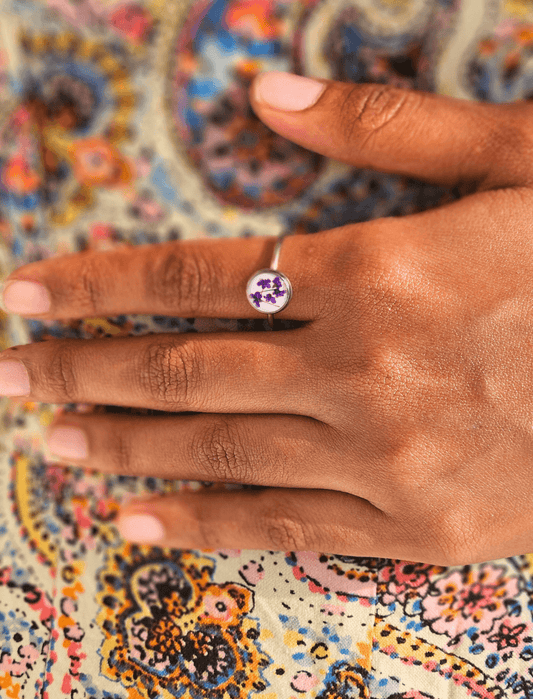 Purple Lace Ring | Real Flower Jewellery | Elnorah Jewellery | Lace Ring