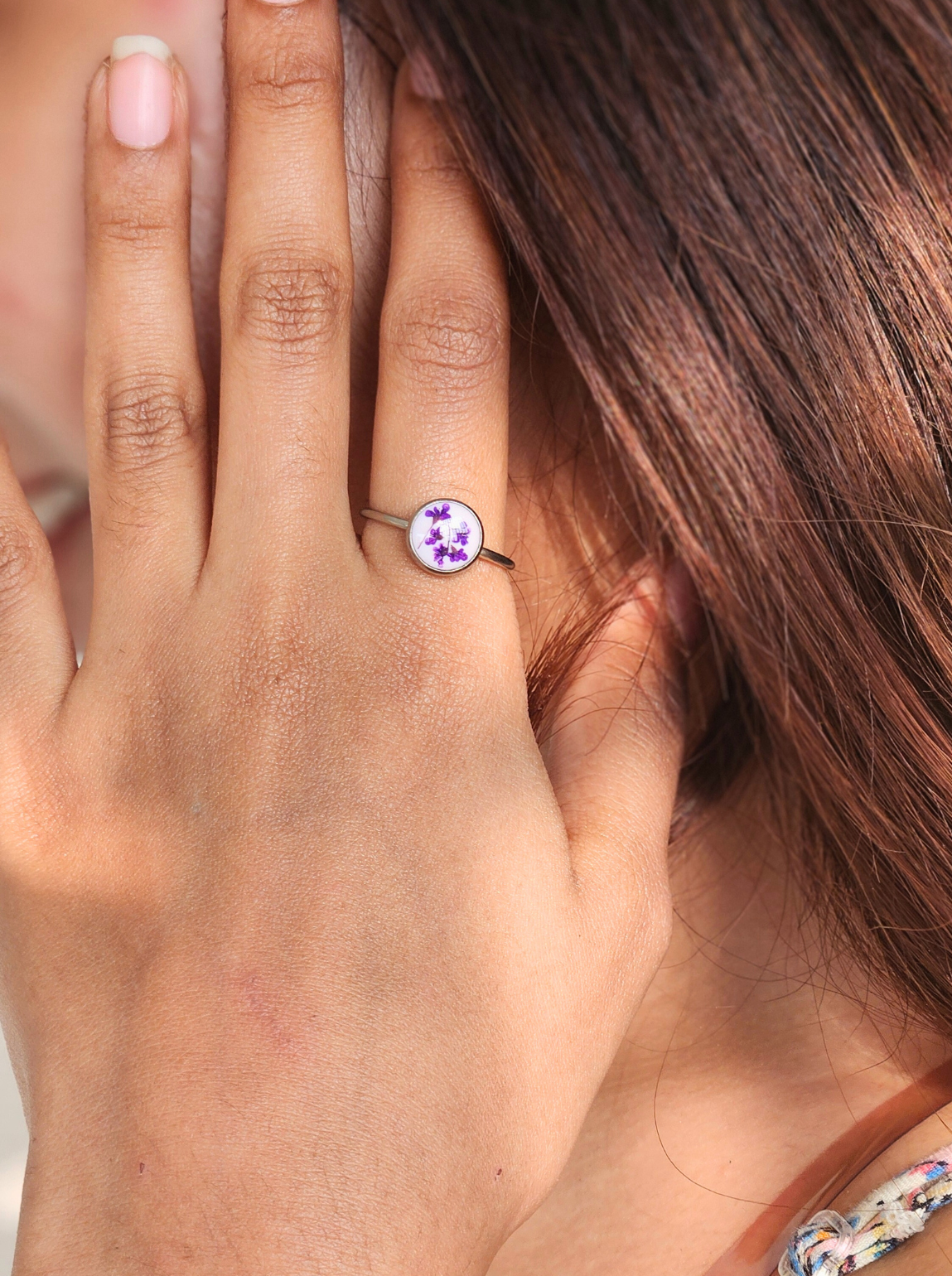 Purple Lace Ring | Real Flower Jewellery | Elnorah Jewellery | Lace Ring