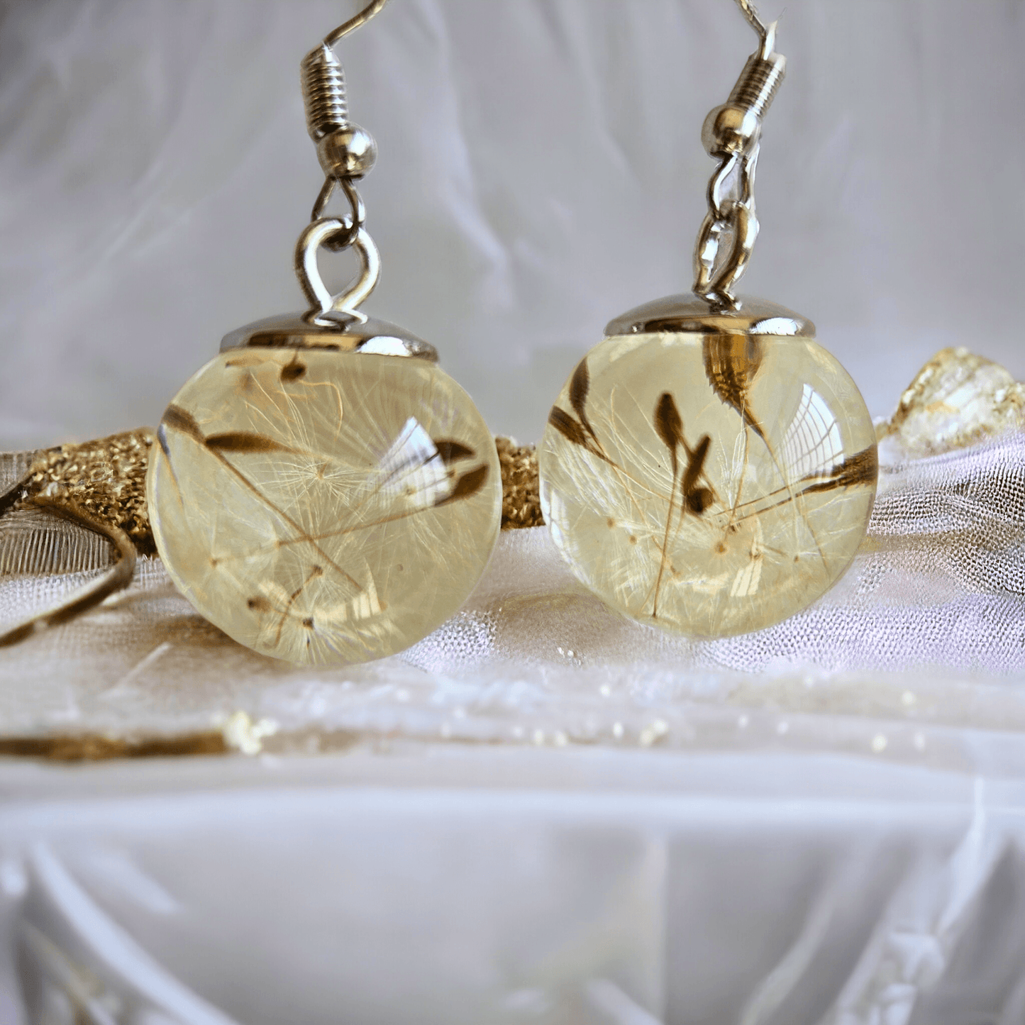 Dandelion Earrings | Real Flower Jewellery | Elnorah Jewellery | Real Dandelion