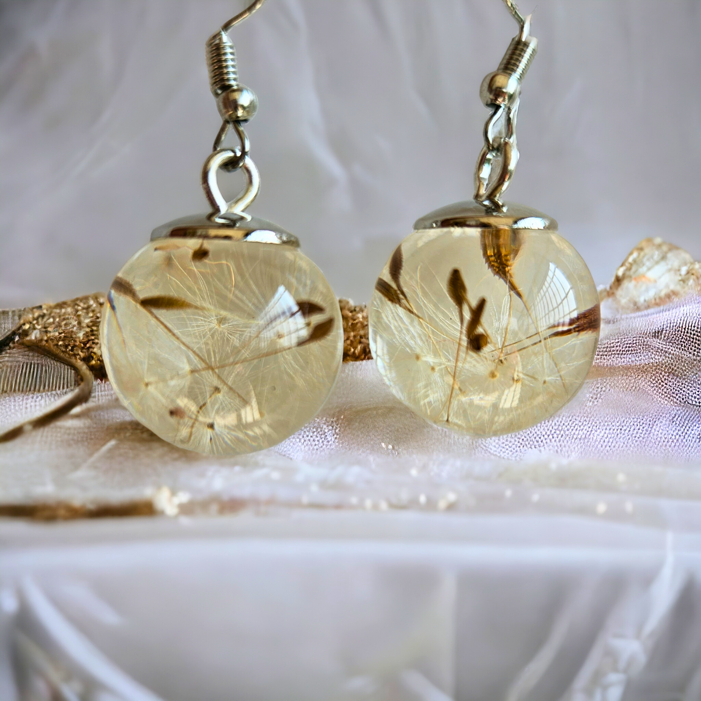 Dandelion Earrings | Real Flower Jewellery | Elnorah Jewellery | Real Dandelion