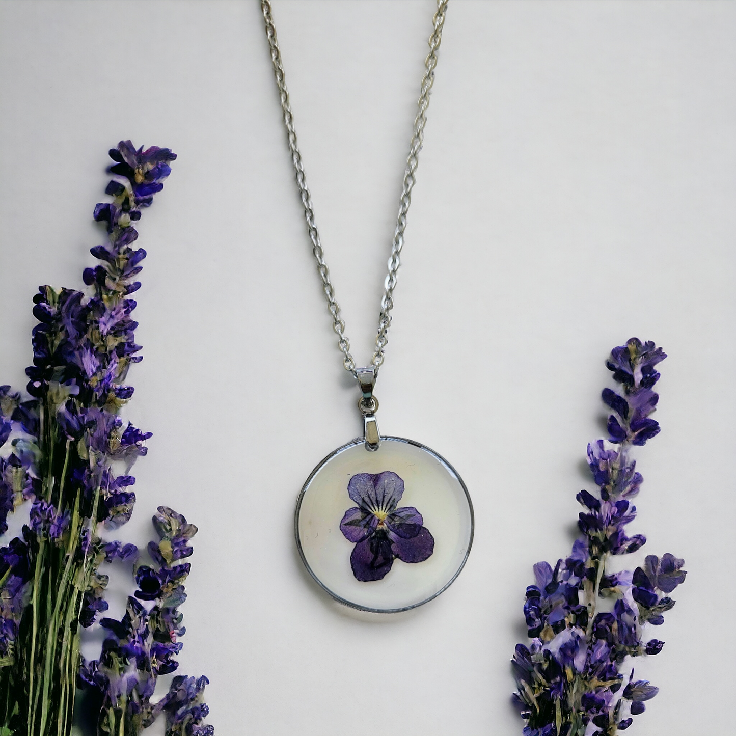 Real Pansy Flower Pendant | Real Flower Jewellery | Elnorah Jewellery