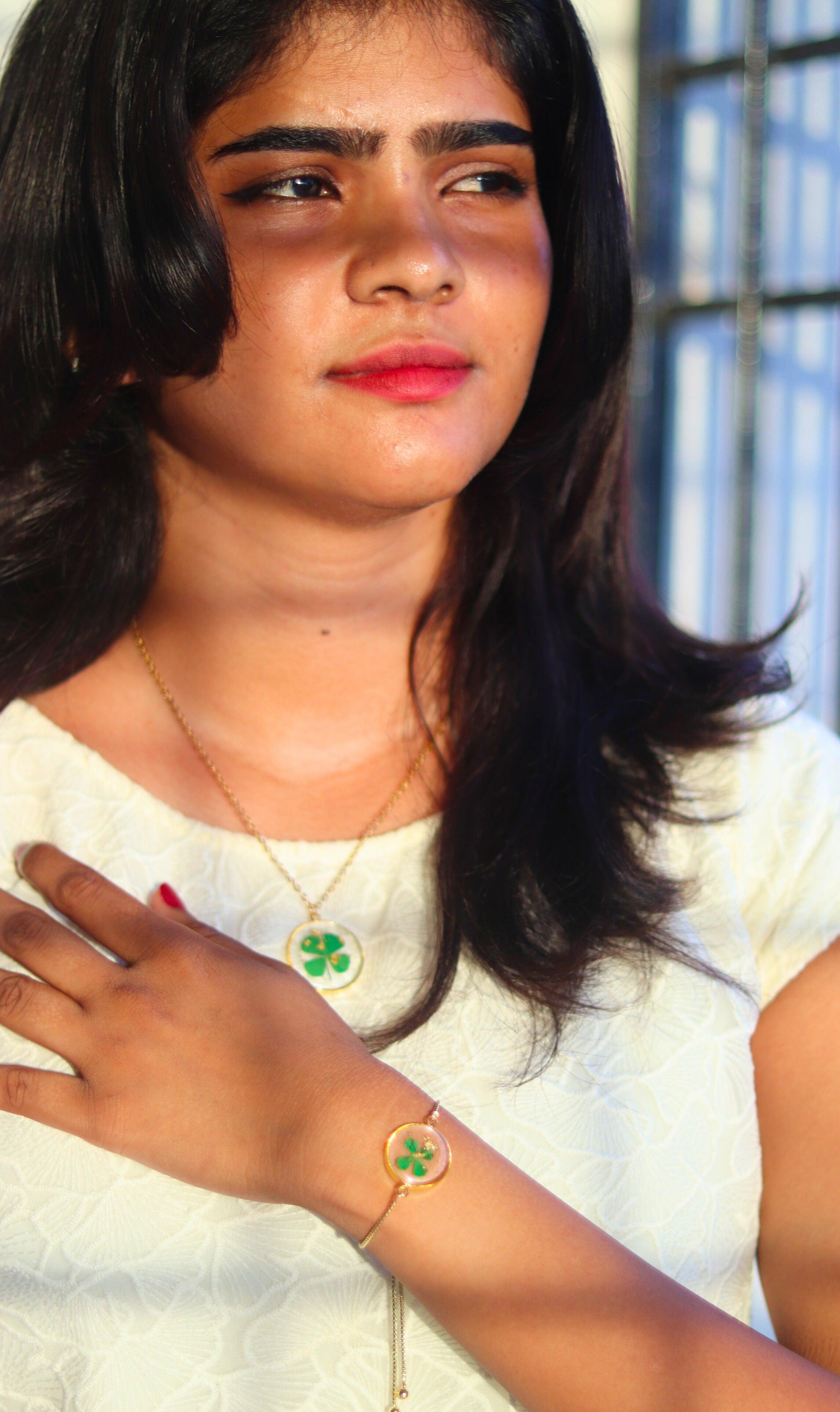 Lucky Clover Pendant | Real Flower Jewellery | Elnorah Jewellery | Botanical | Jewellery set for Women