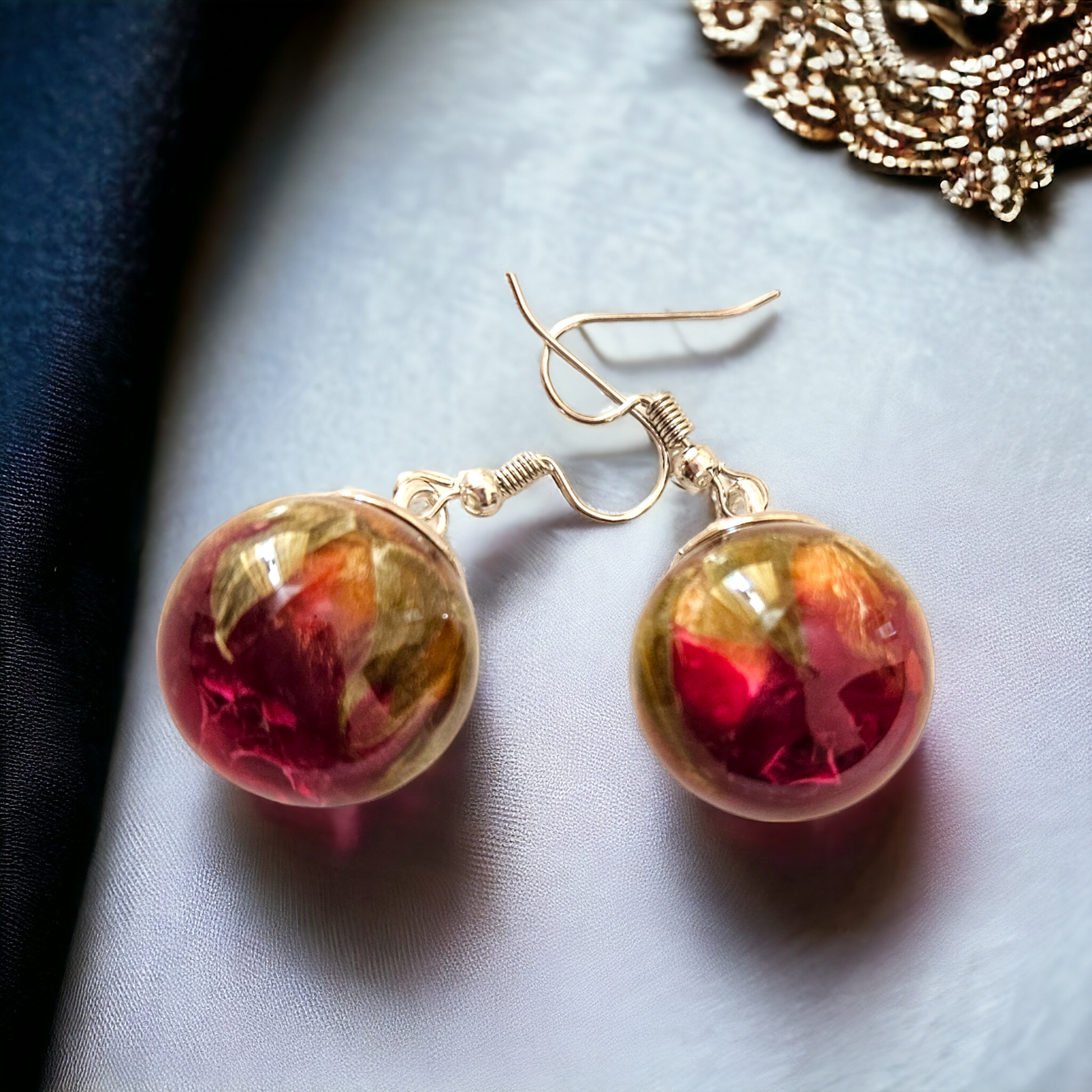 Rose Jewellery set | Real Flower Jewellery | Elnorah Jewellery | Rose Earrings